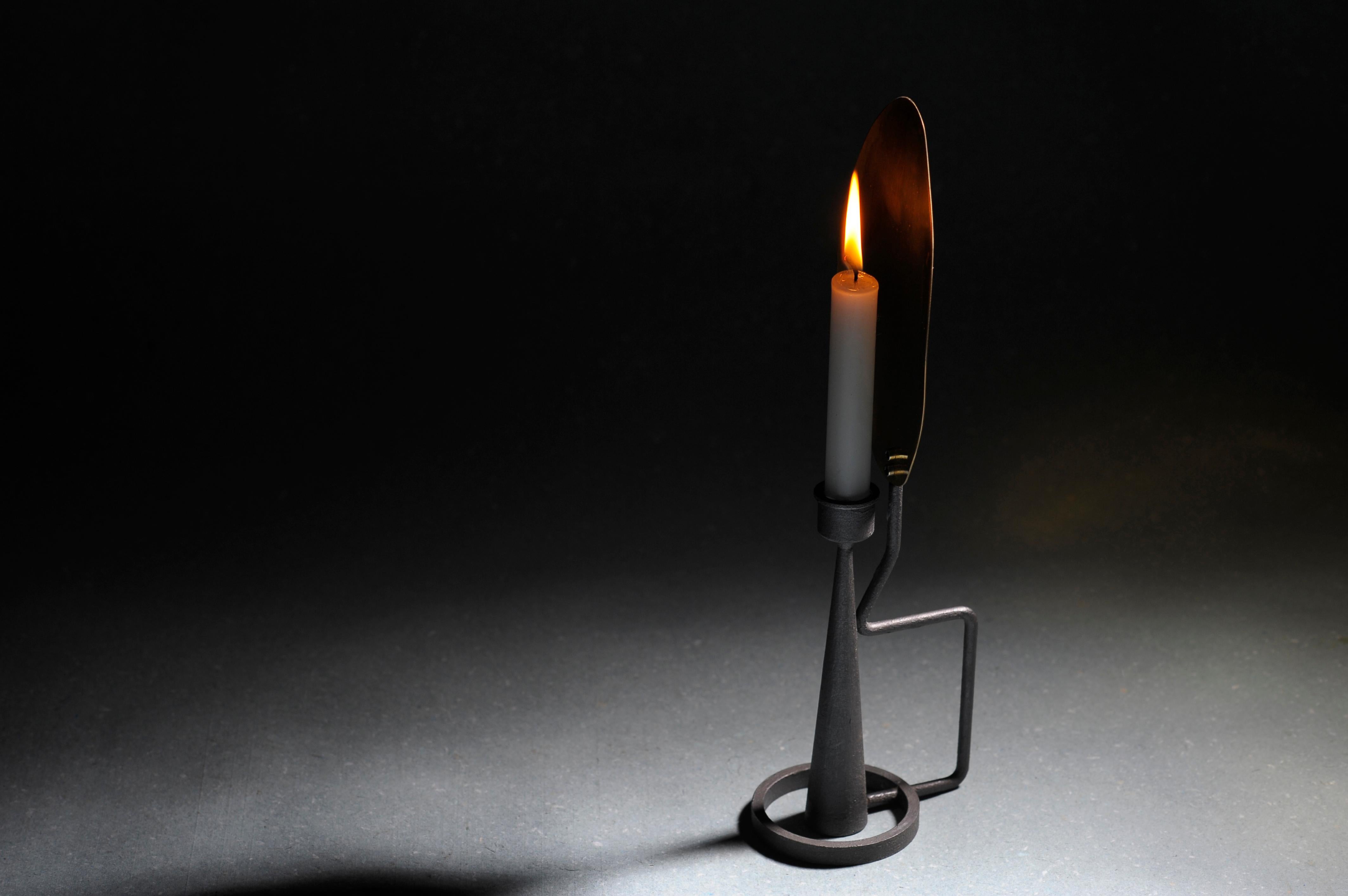 Unique Sculpted Steel Candleholder “Feather”, Signed by Lukasz Friedrich In New Condition For Sale In Geneve, CH