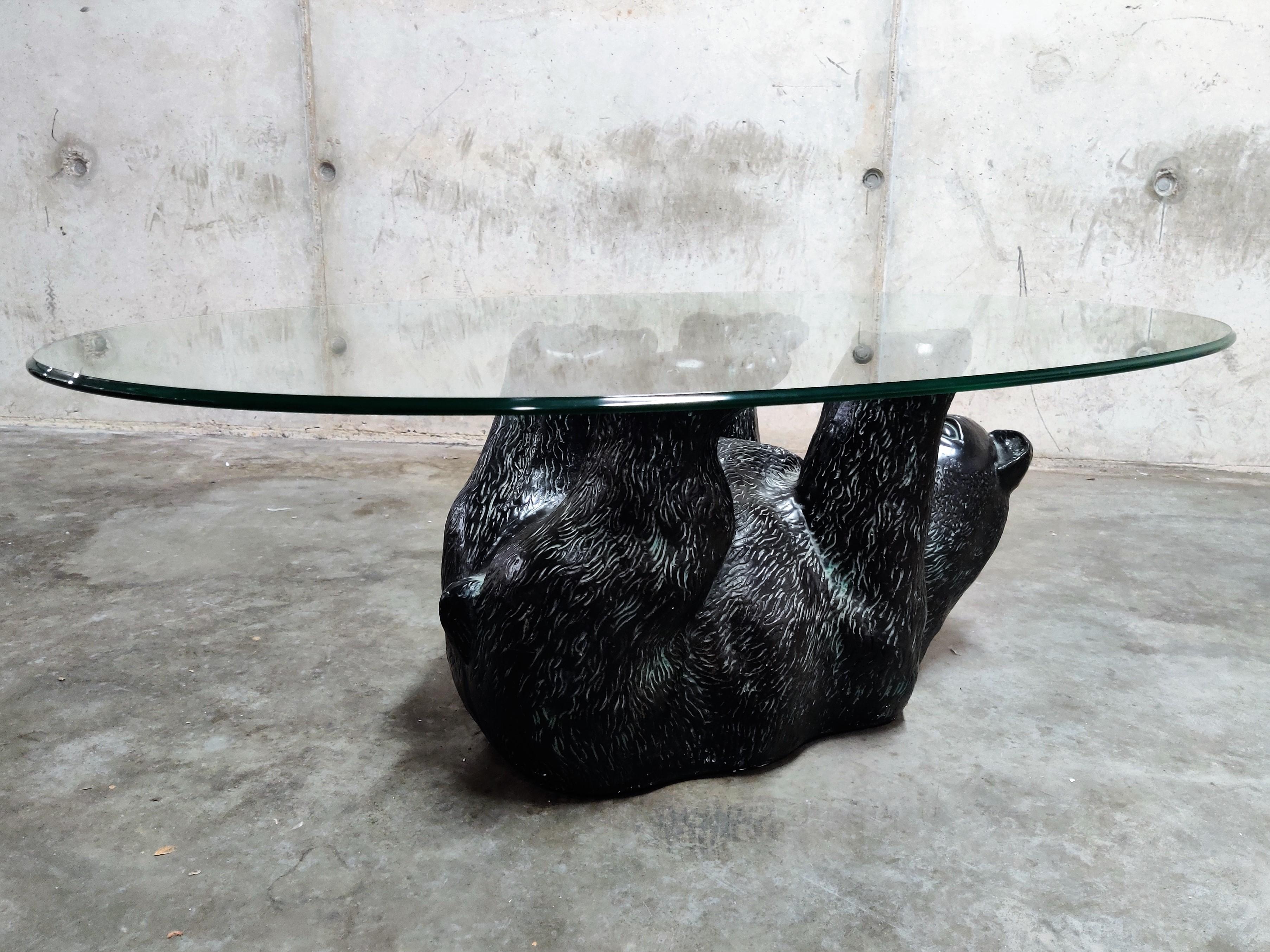 Unique Sculptural Black Bear Coffee Table, 1970s 2