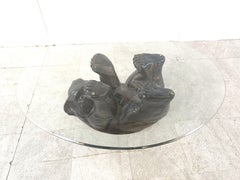 Unique Sculptural Black Bear Coffee Table, 1970s