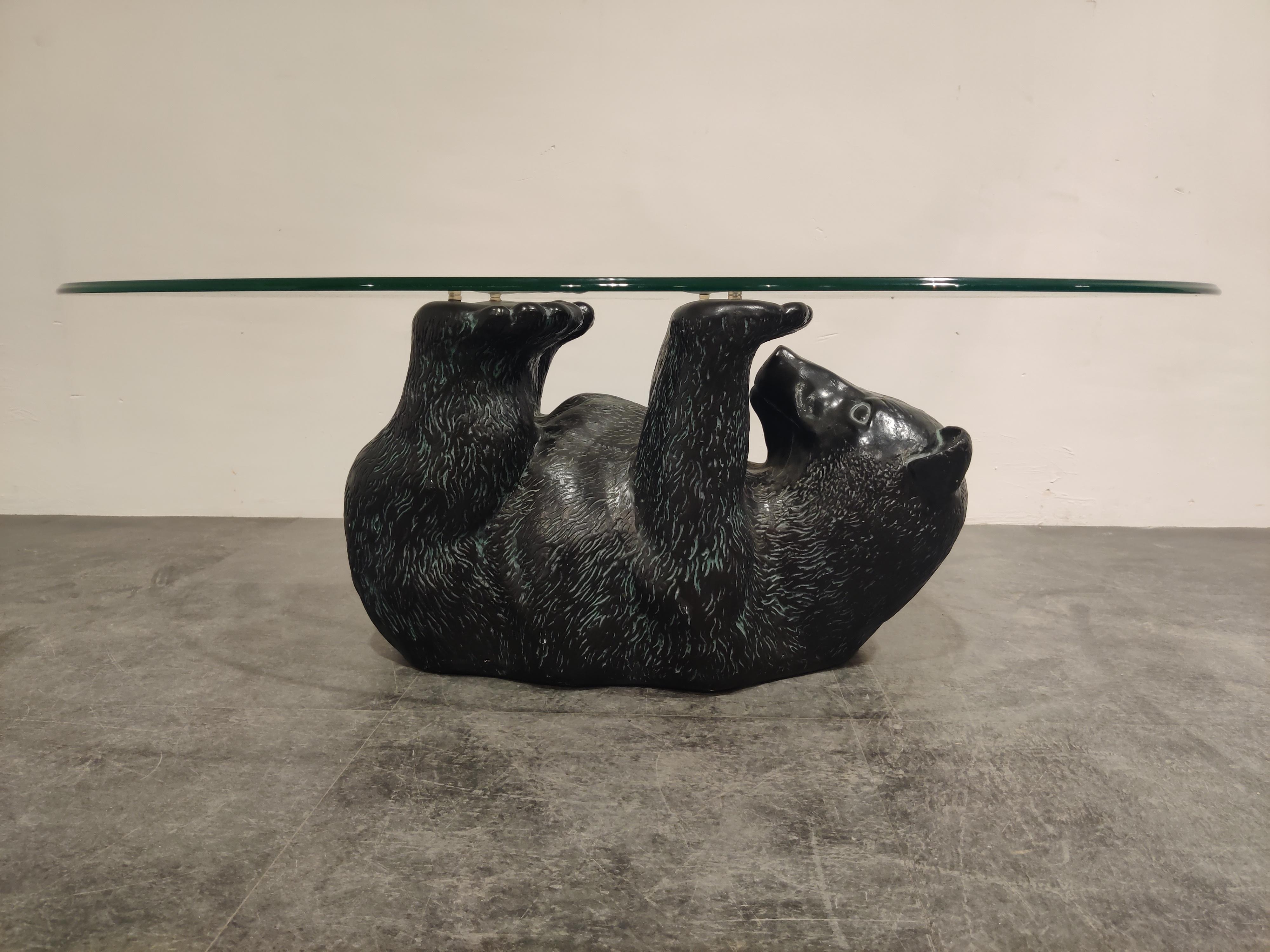 bear glass coffee table