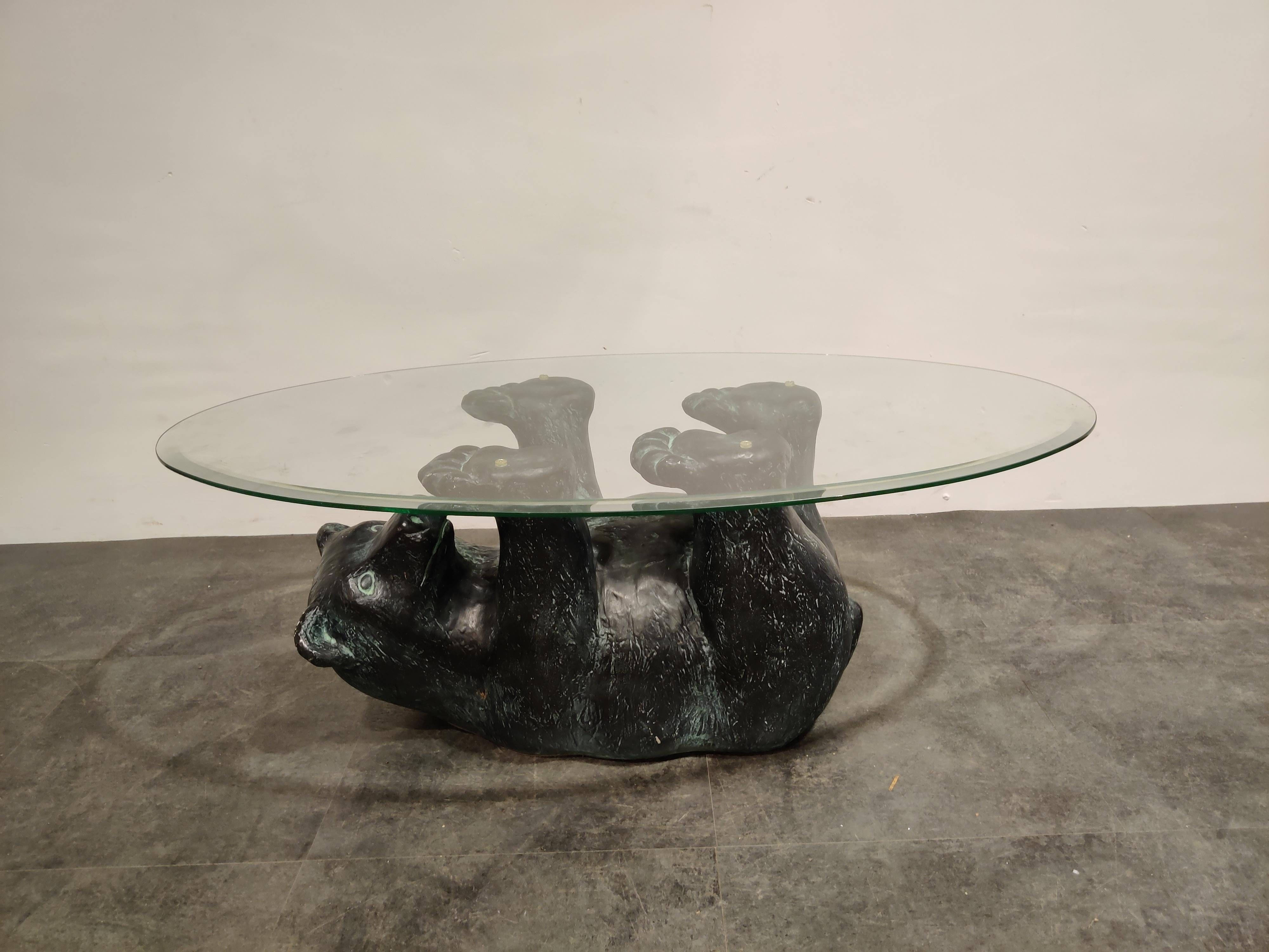 black bear coffee table with glass top