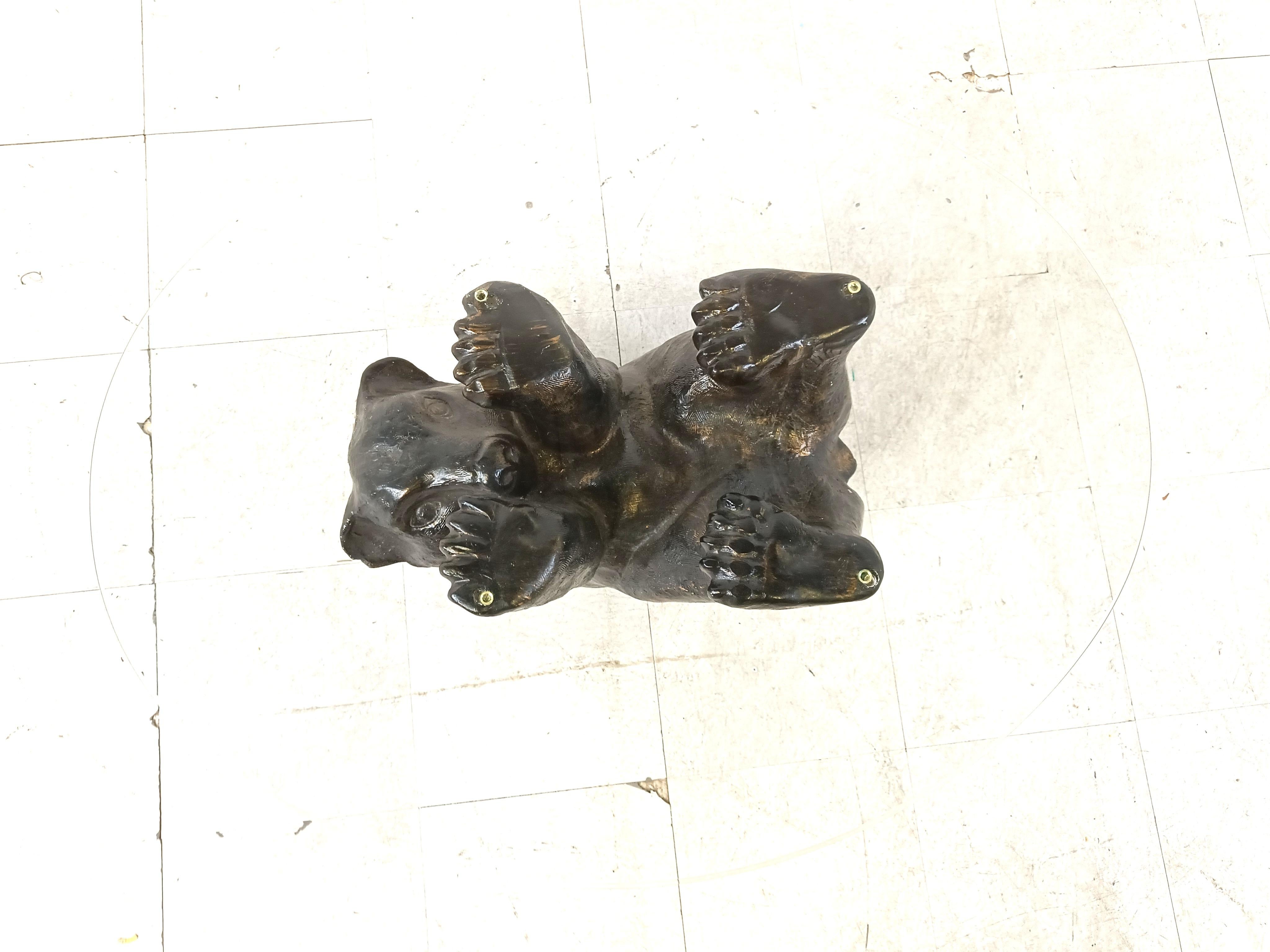 Mid-Century Modern Unique Sculptural Black Bear Coffee Table, 1970s For Sale