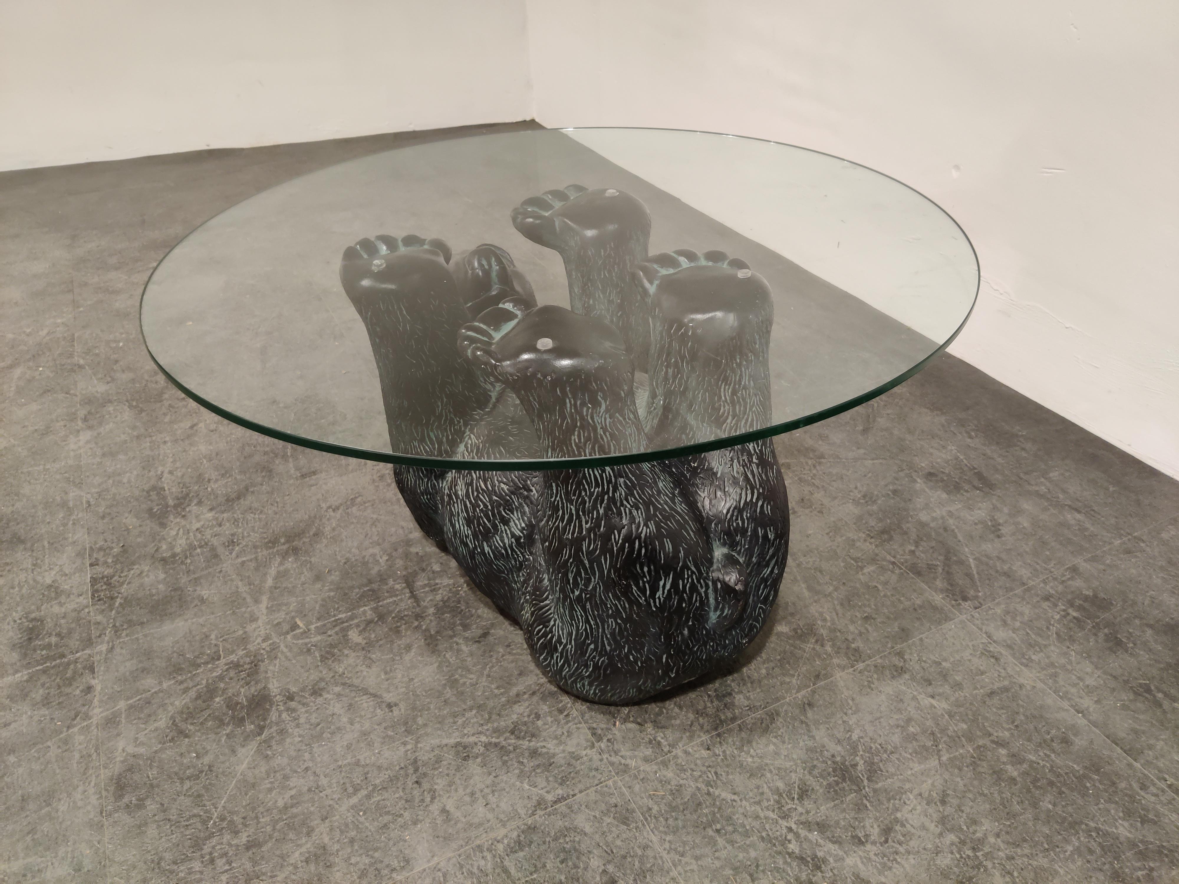 black bear coffee table with glass top
