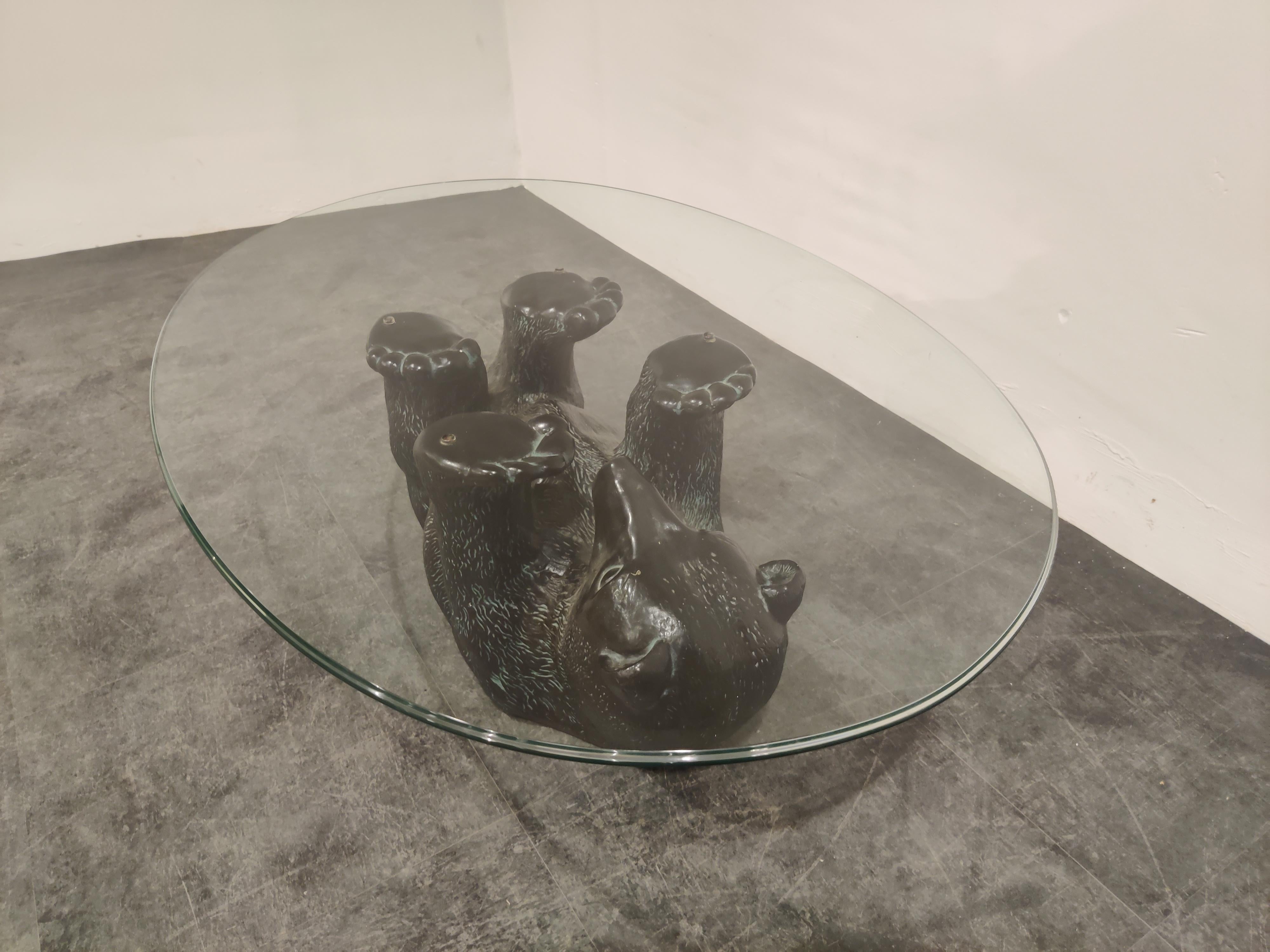 black bear coffee table with glass top