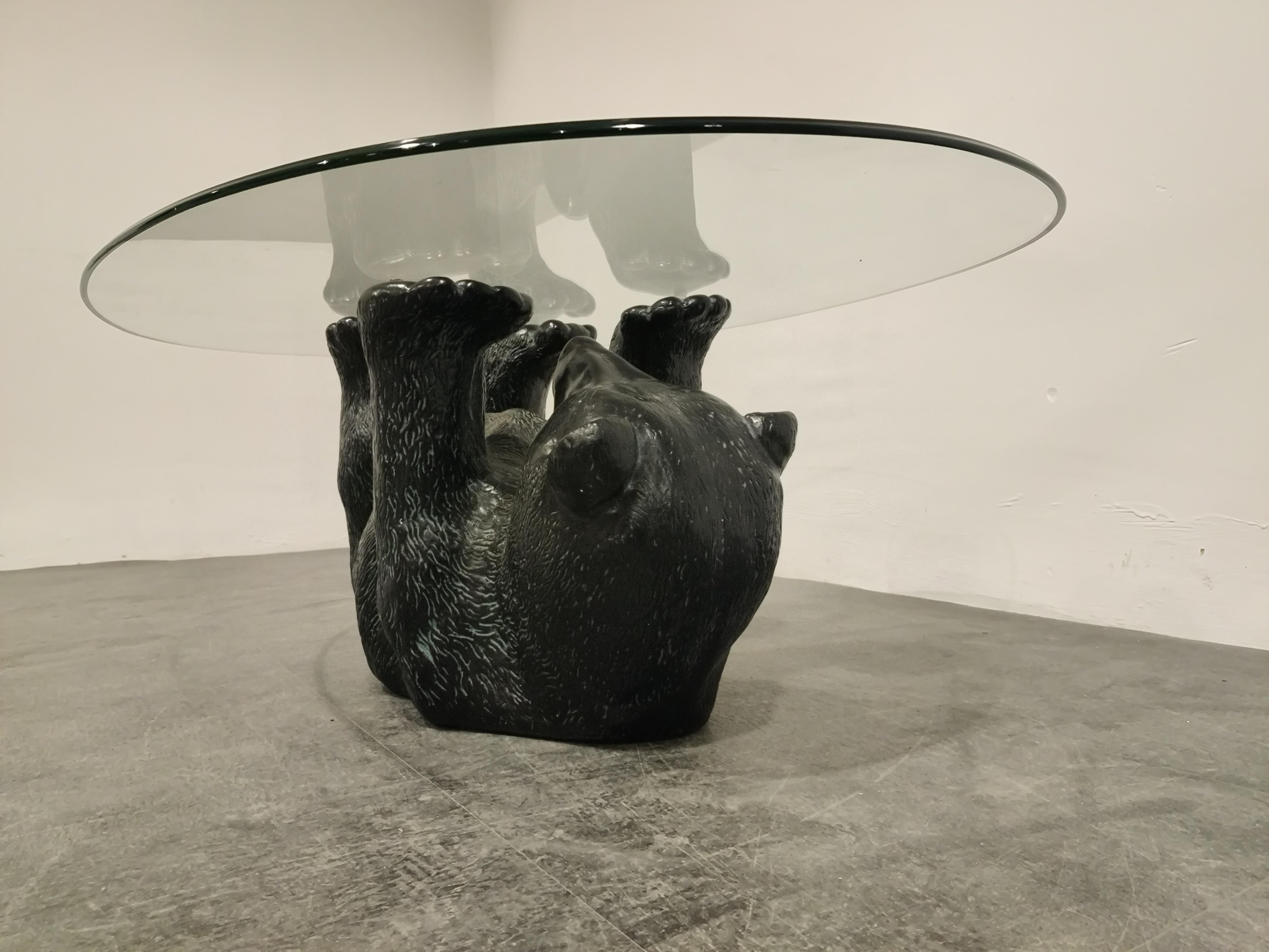 bear coffee table with glass top