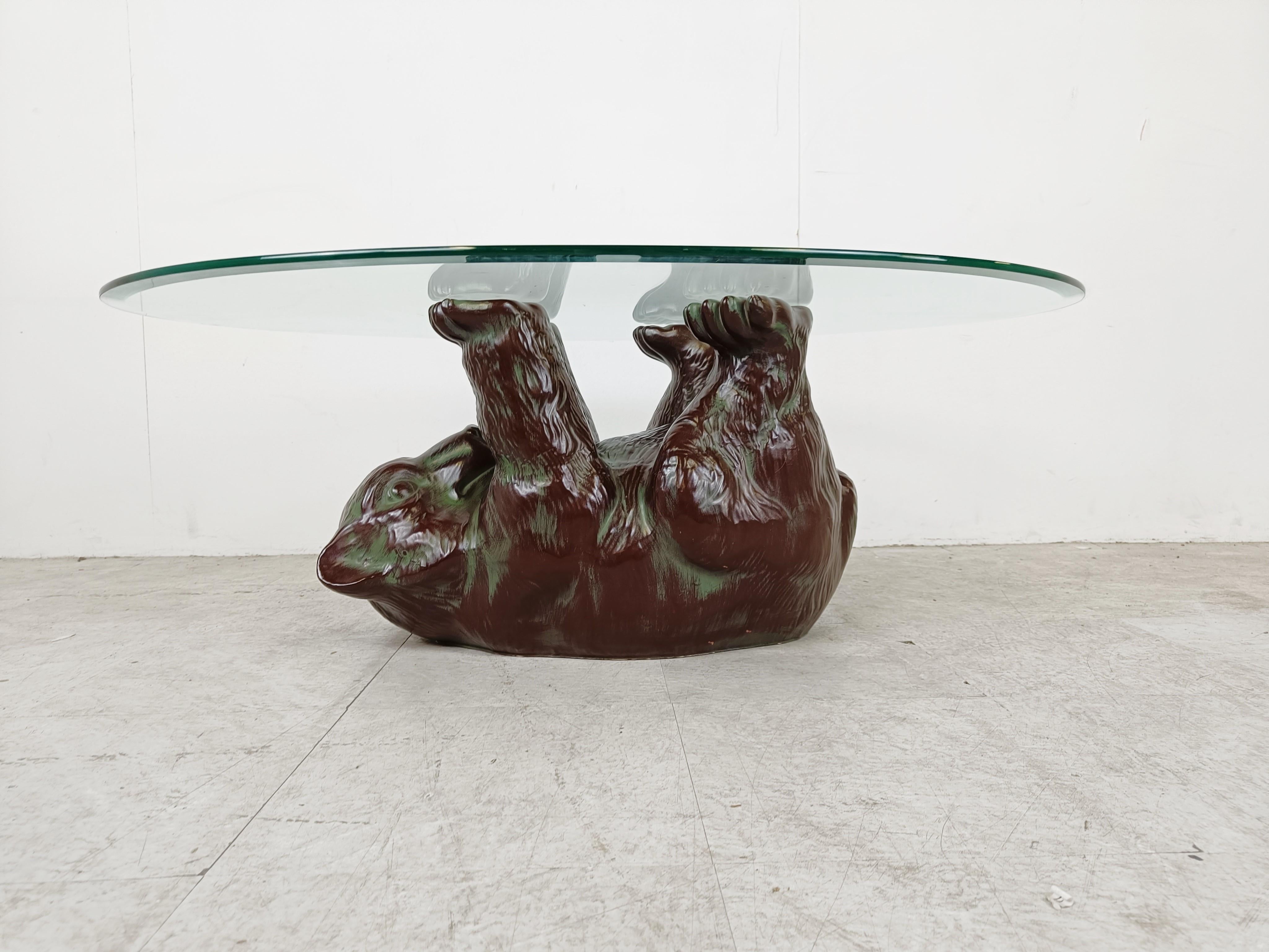 black bear coffee table with glass top