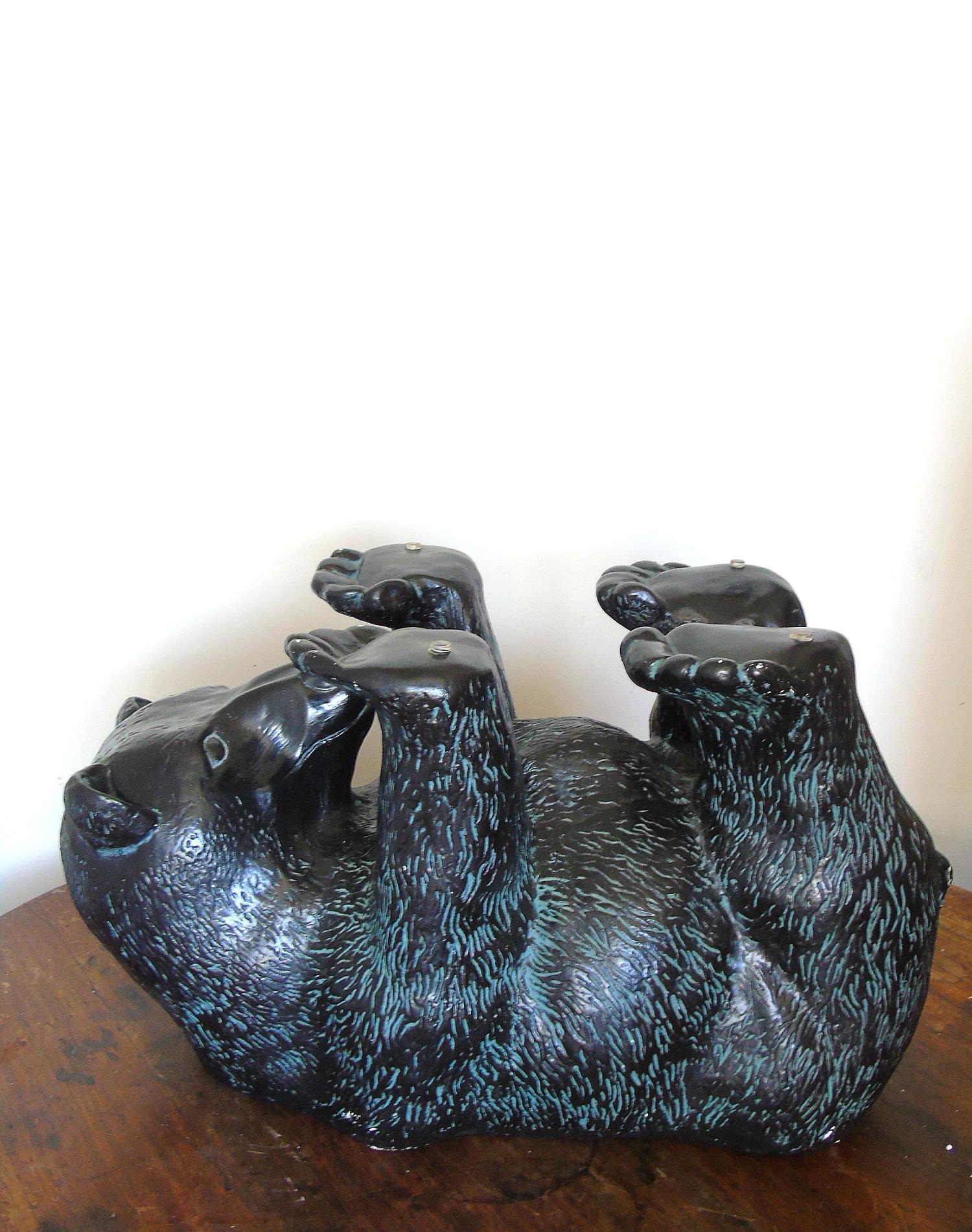 Mid-Century Modern Unique Sculptural Black Bear Coffee Table, 1970s