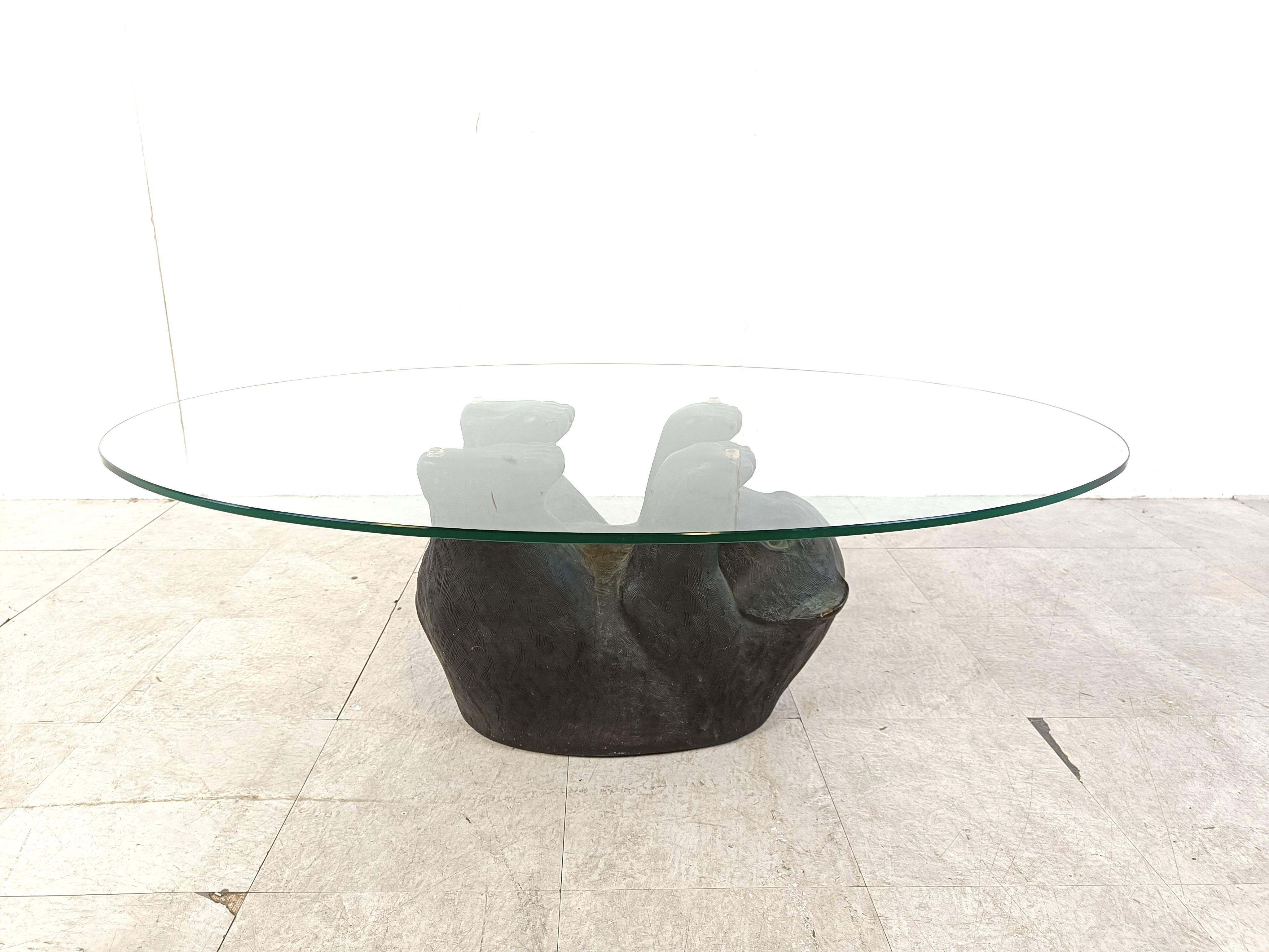 Late 20th Century Unique Sculptural Black Bear Coffee Table, 1970s For Sale