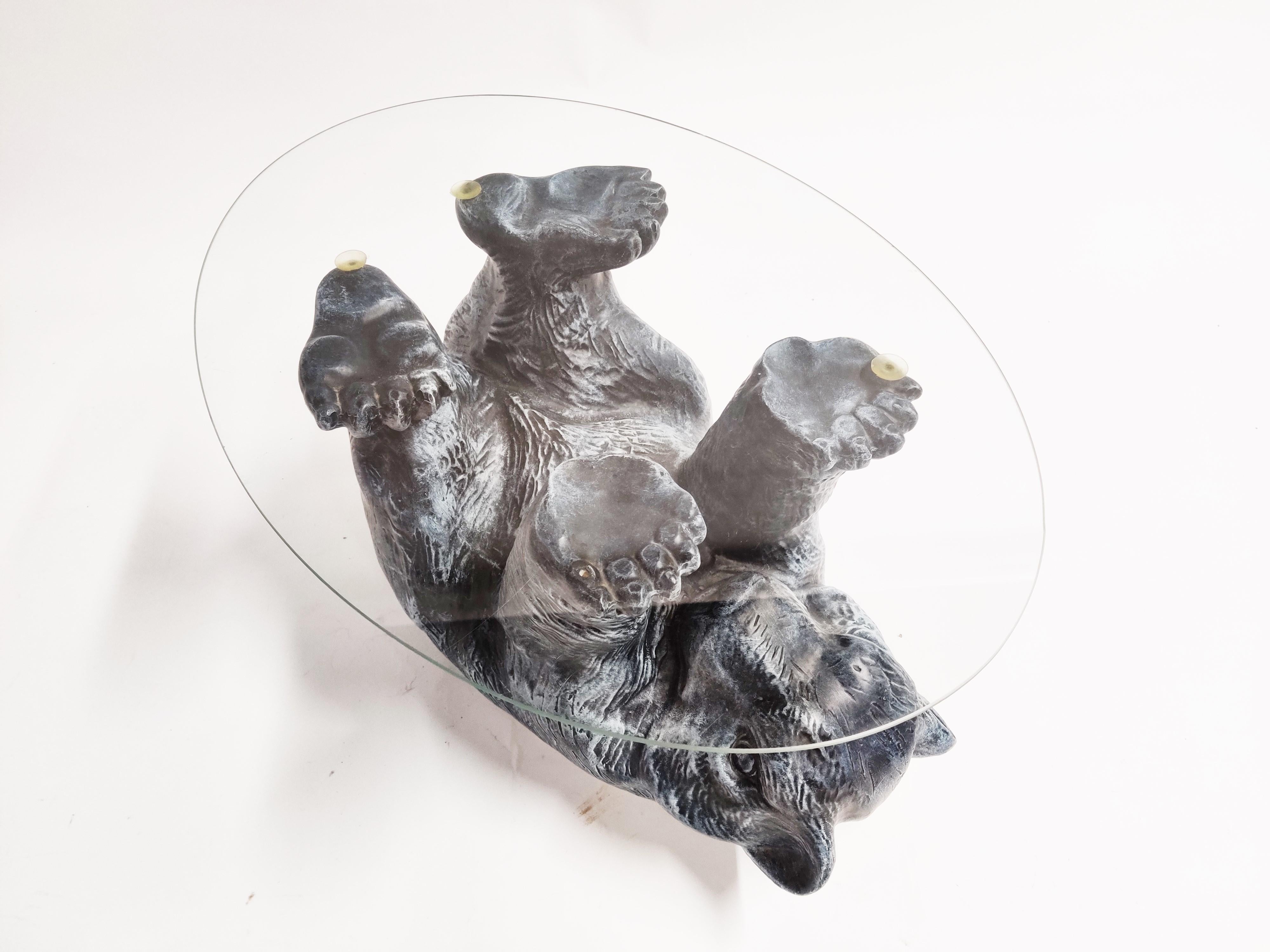 Late 20th Century Unique Sculptural Black Bear Coffee Table, 1970s