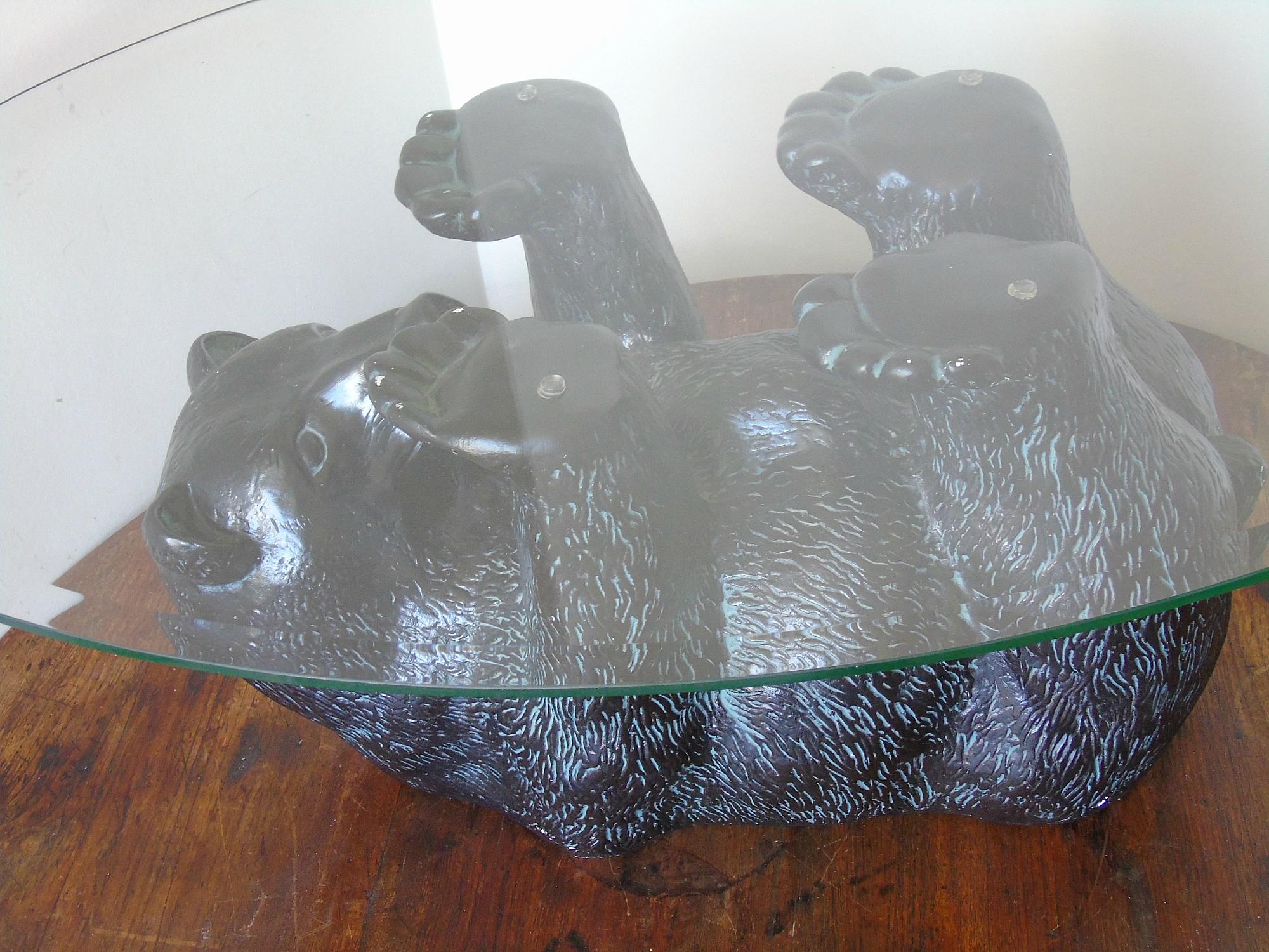 Unique Sculptural Black Bear Coffee Table, 1970s In Good Condition In Leuven, Vlaams Gewest