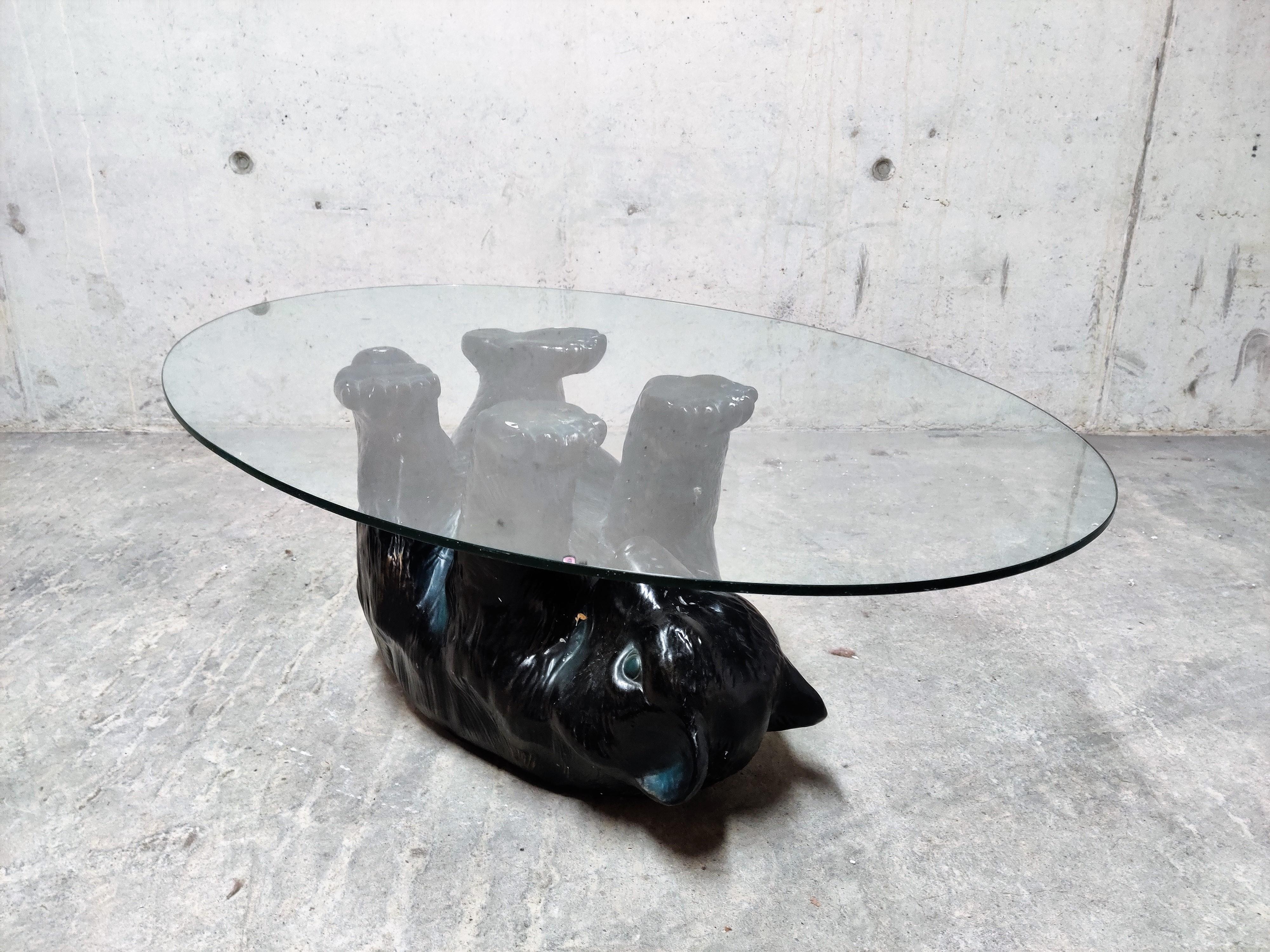 Unique Sculptural Black Bear Coffee Table, 1970s In Excellent Condition In HEVERLEE, BE