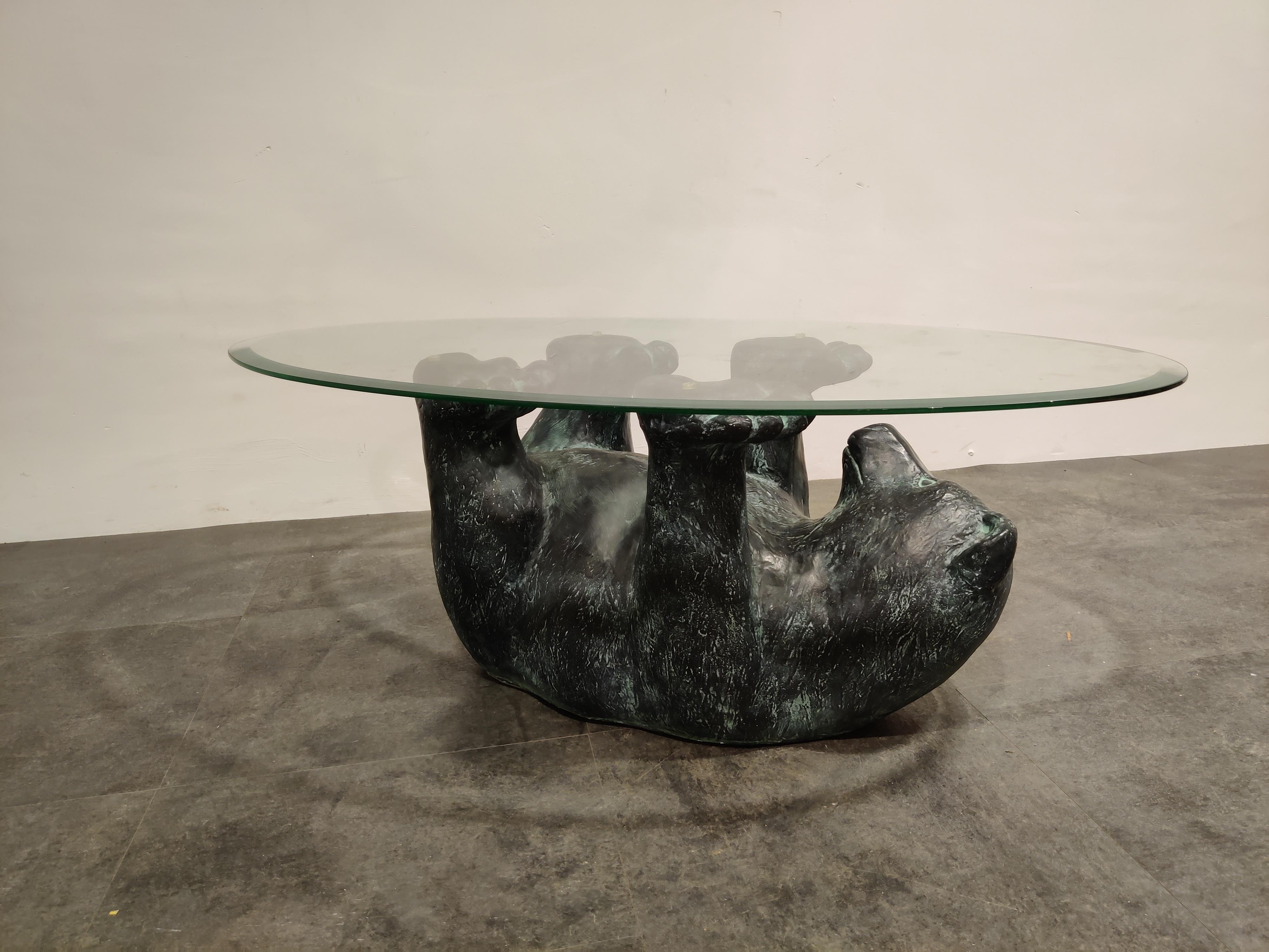 Unique Sculptural Black Bear Coffee Table, 1970s In Good Condition In Leuven, Vlaams Gewest