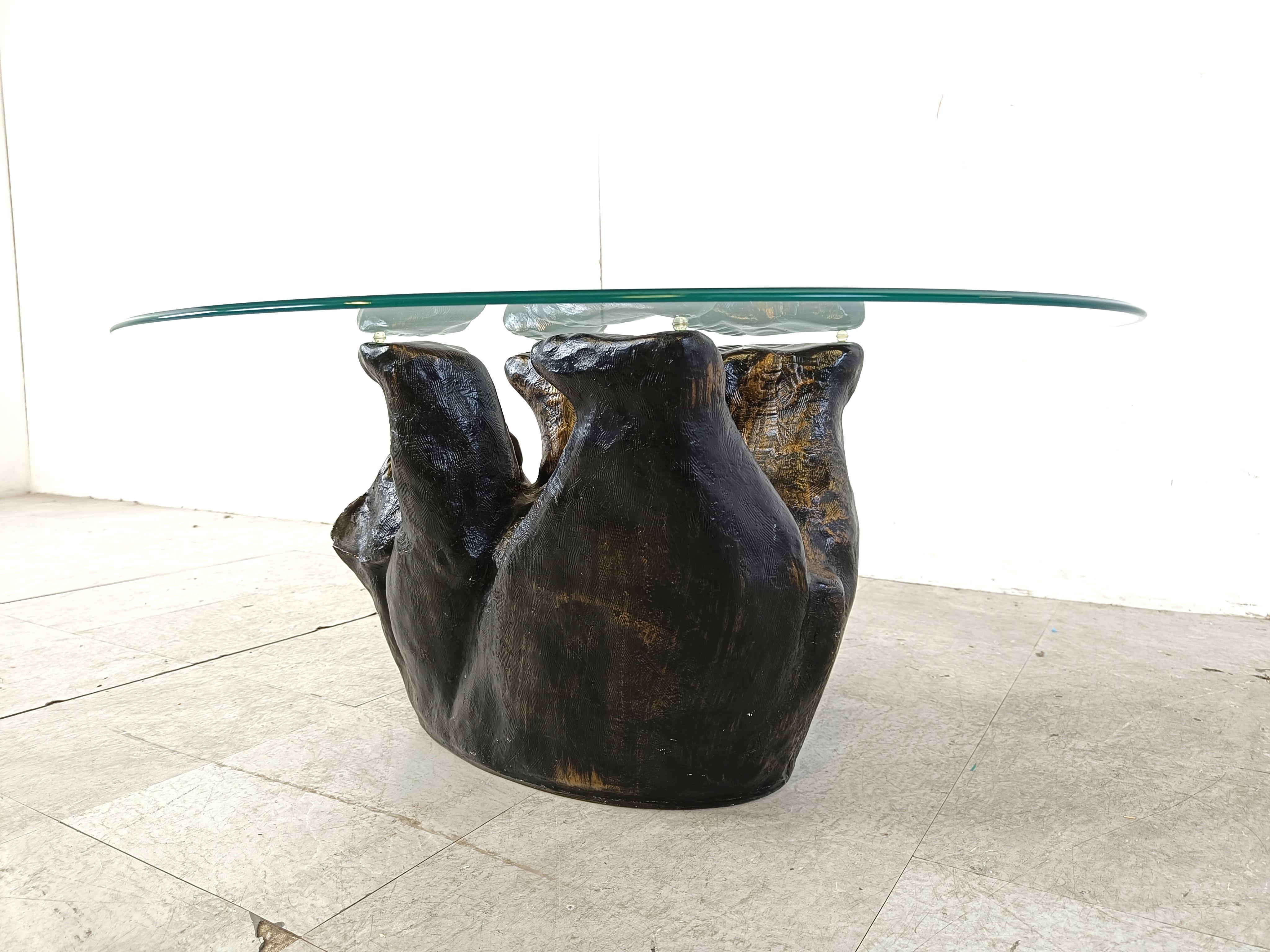 Unique Sculptural Black Bear Coffee Table, 1970s For Sale 1