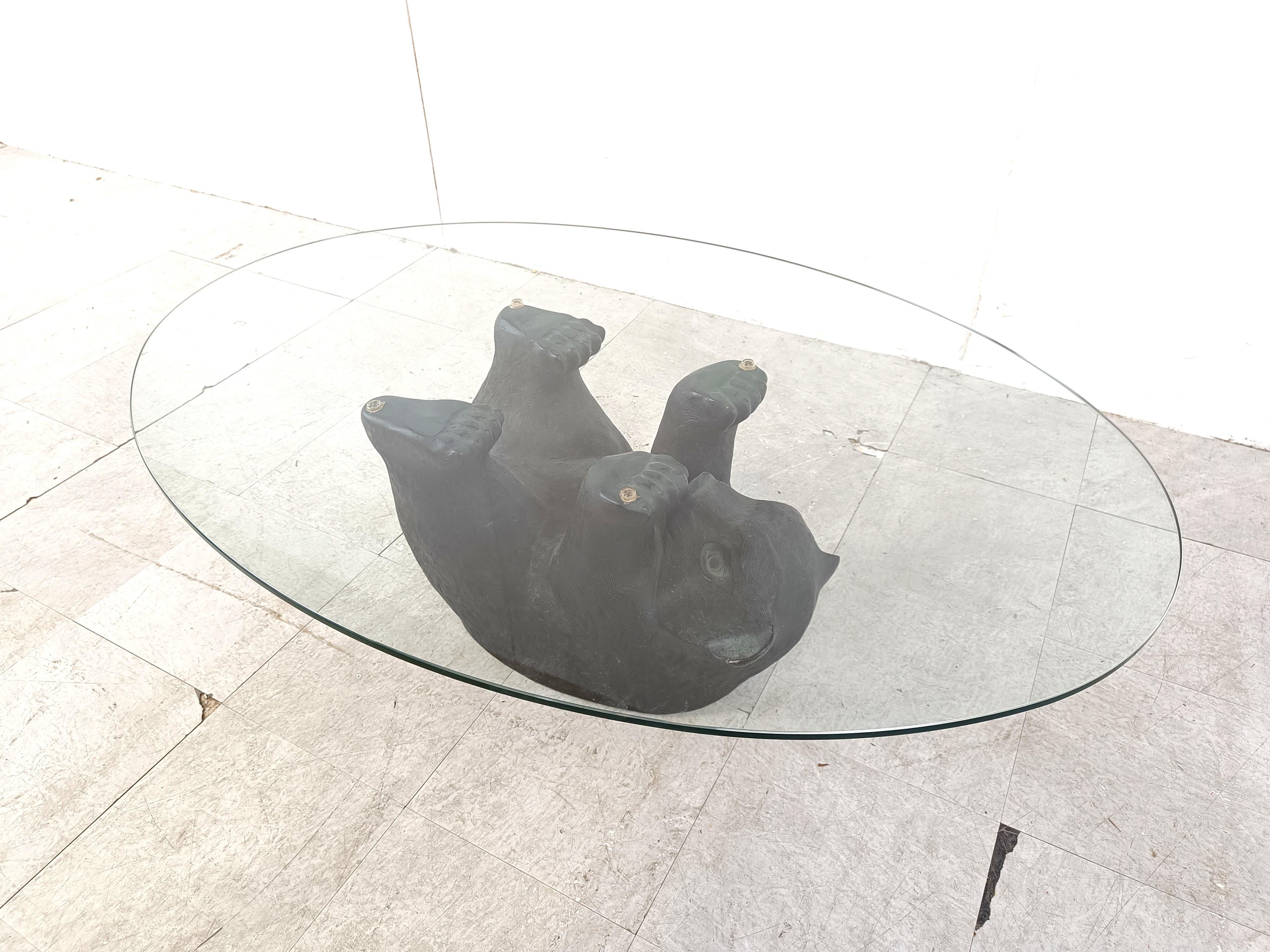 Unique Sculptural Black Bear Coffee Table, 1970s For Sale 1