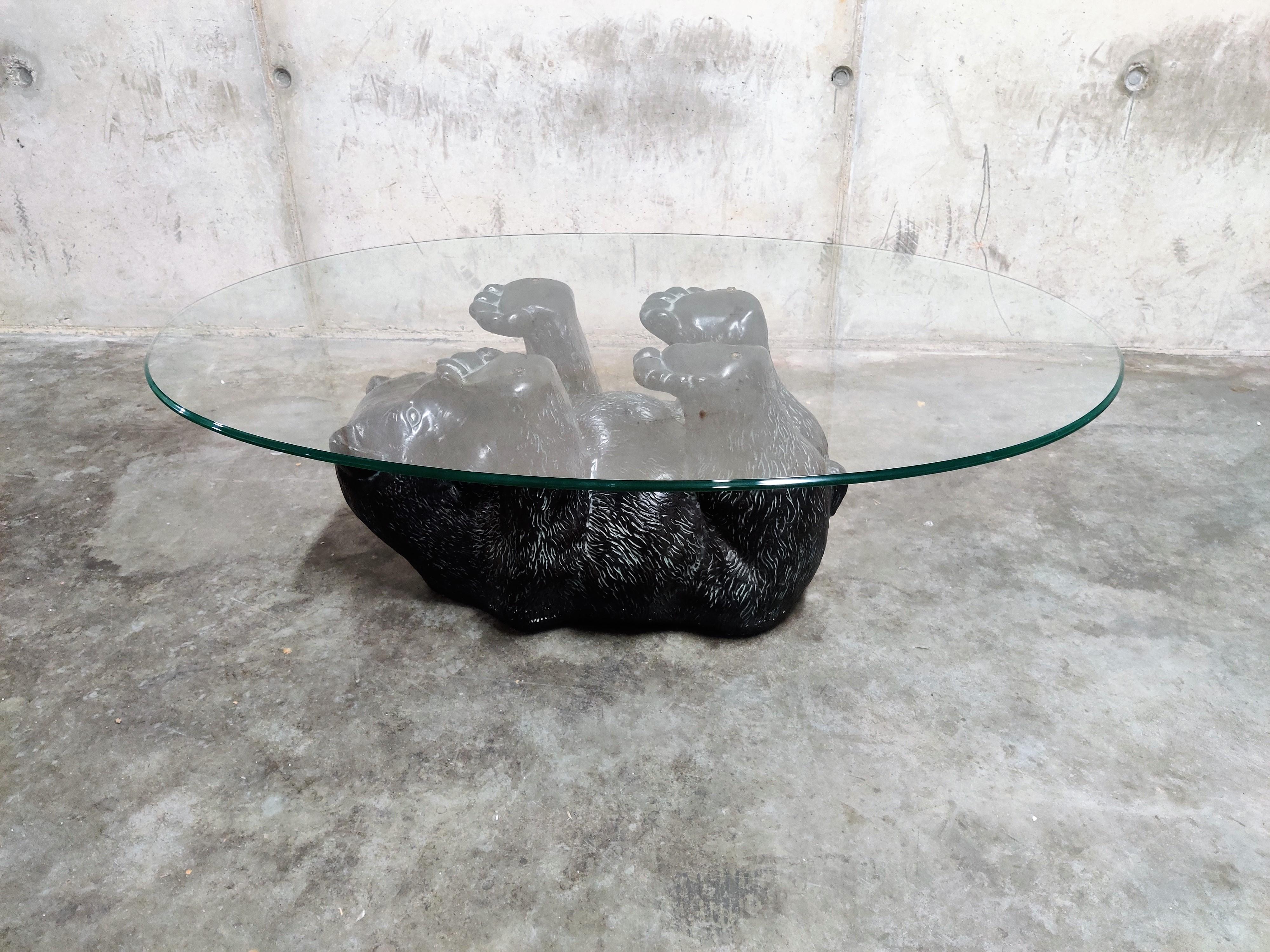 Unique Sculptural Black Bear Coffee Table, 1970s In Good Condition In HEVERLEE, BE