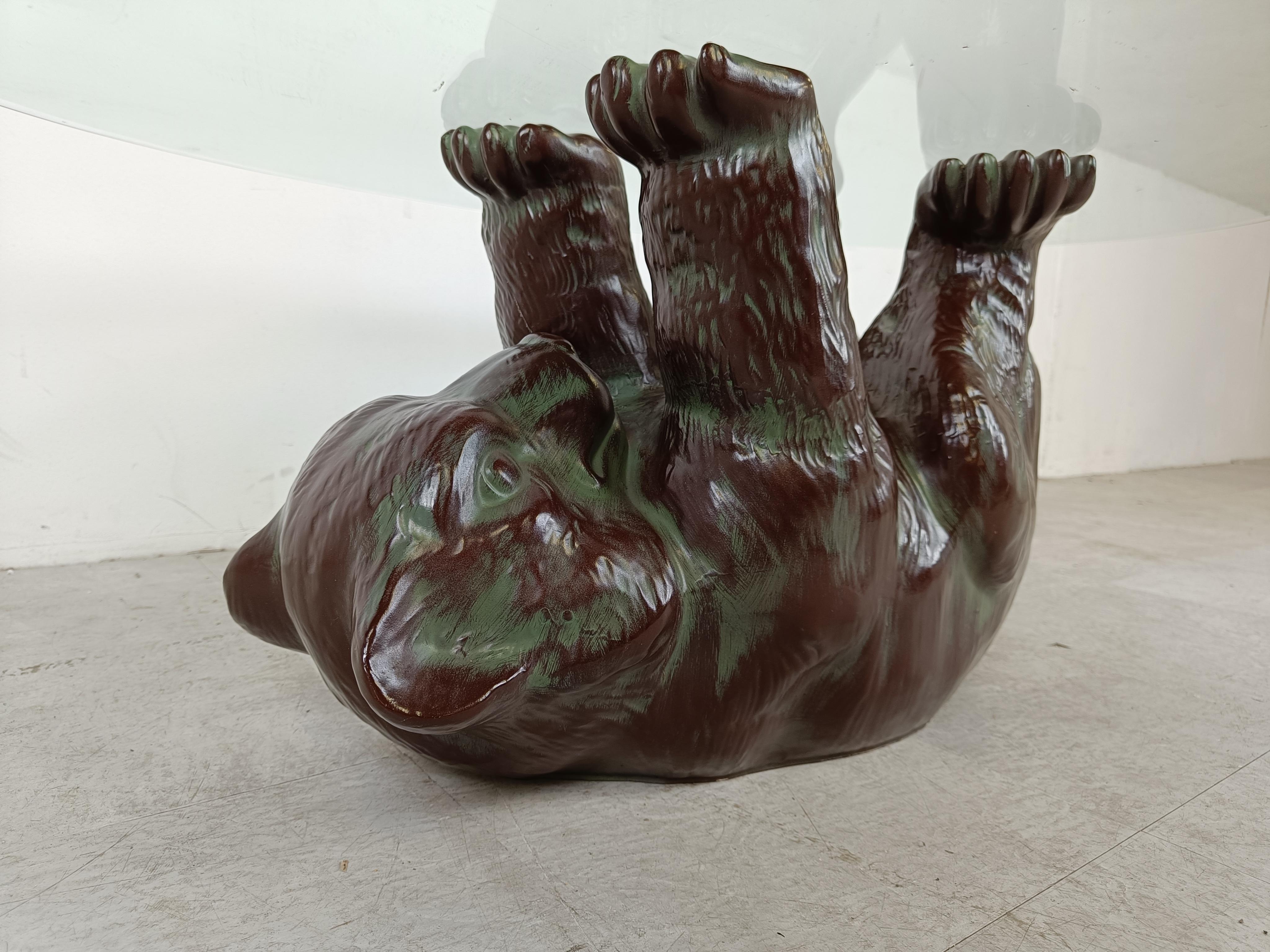Late 20th Century Unique Sculptural Black Bear Coffee Table, 1970s