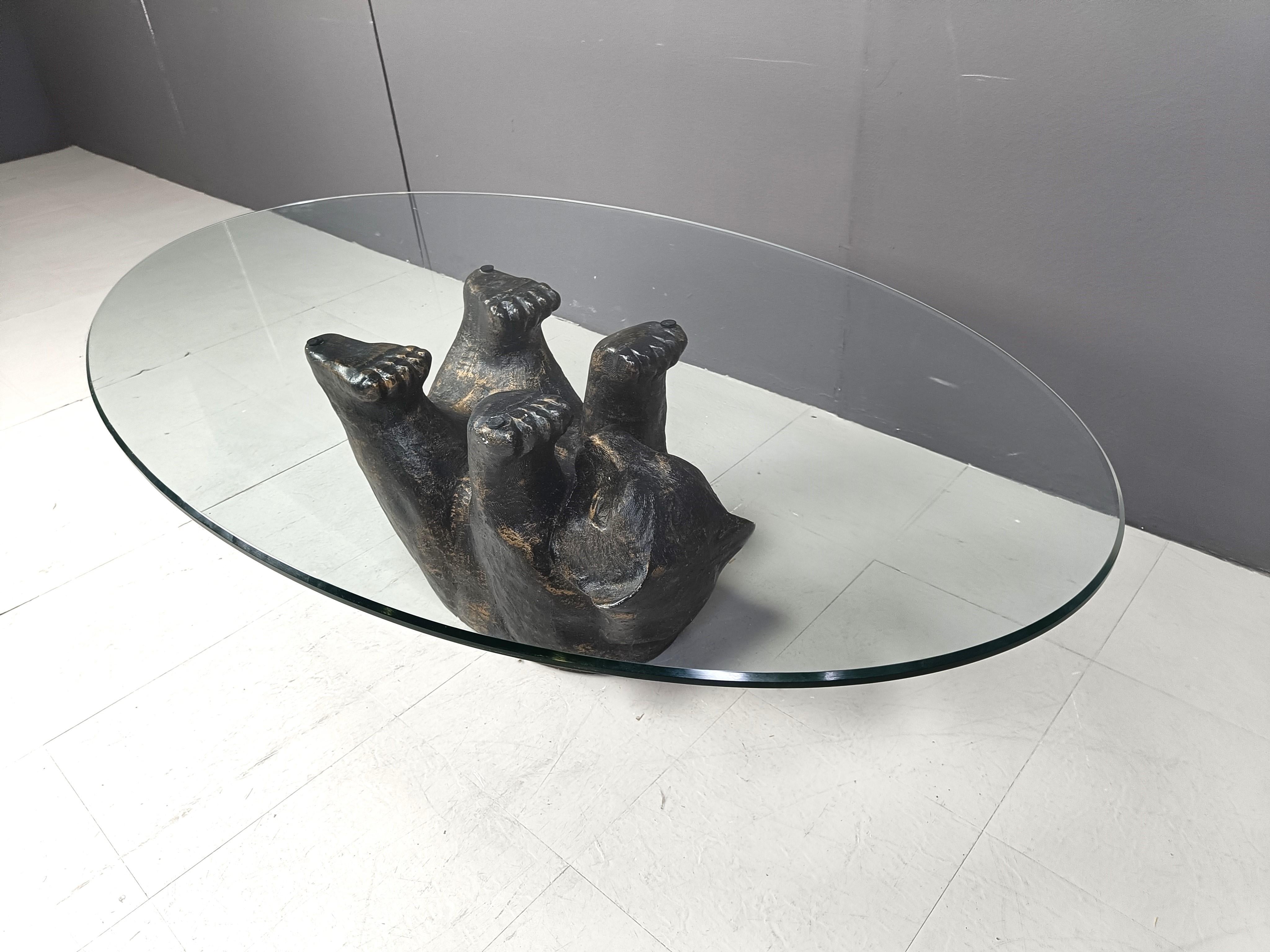 Late 20th Century Unique Sculptural Black Bear Coffee Table, 1970s