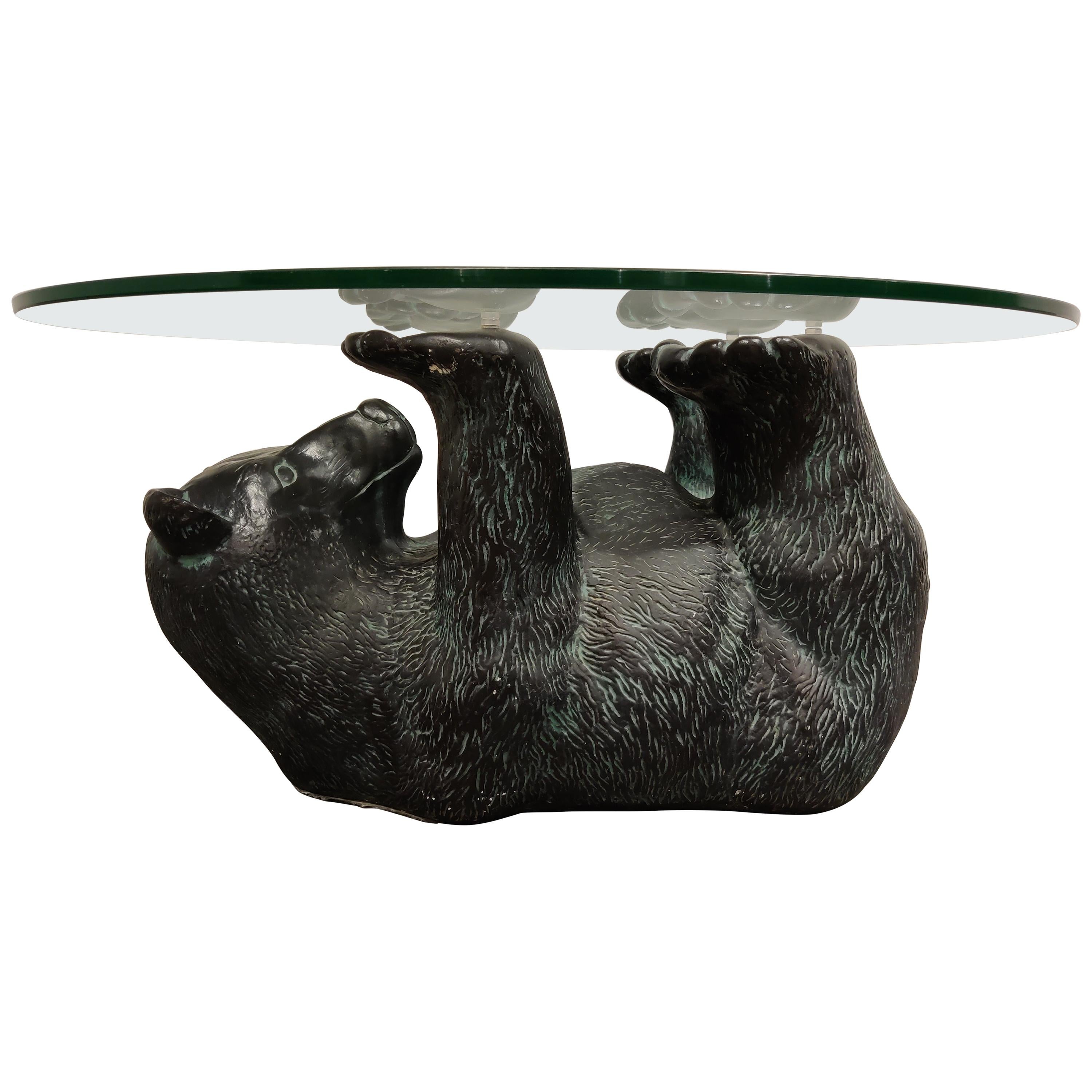 Unique Sculptural Black Bear Coffee Table, 1970s