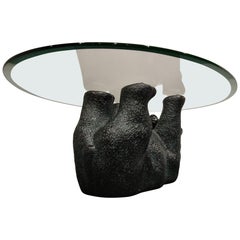 Unique Sculptural Black Bear Coffee Table, 1970s
