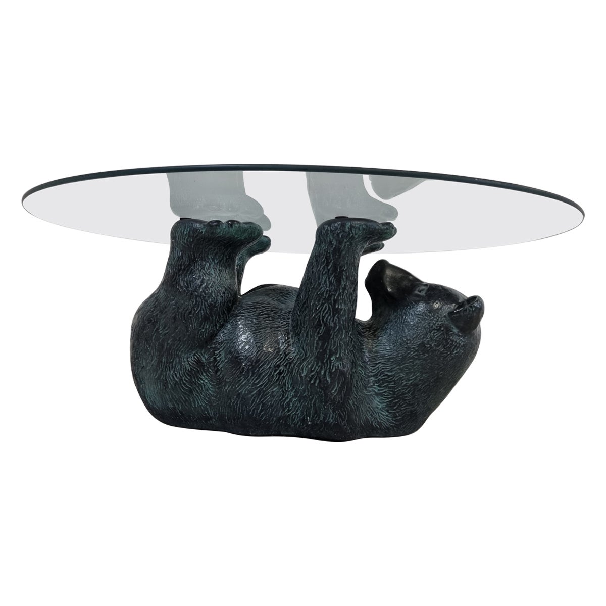 Unique Sculptural Black Bear Coffee Table, 1970s