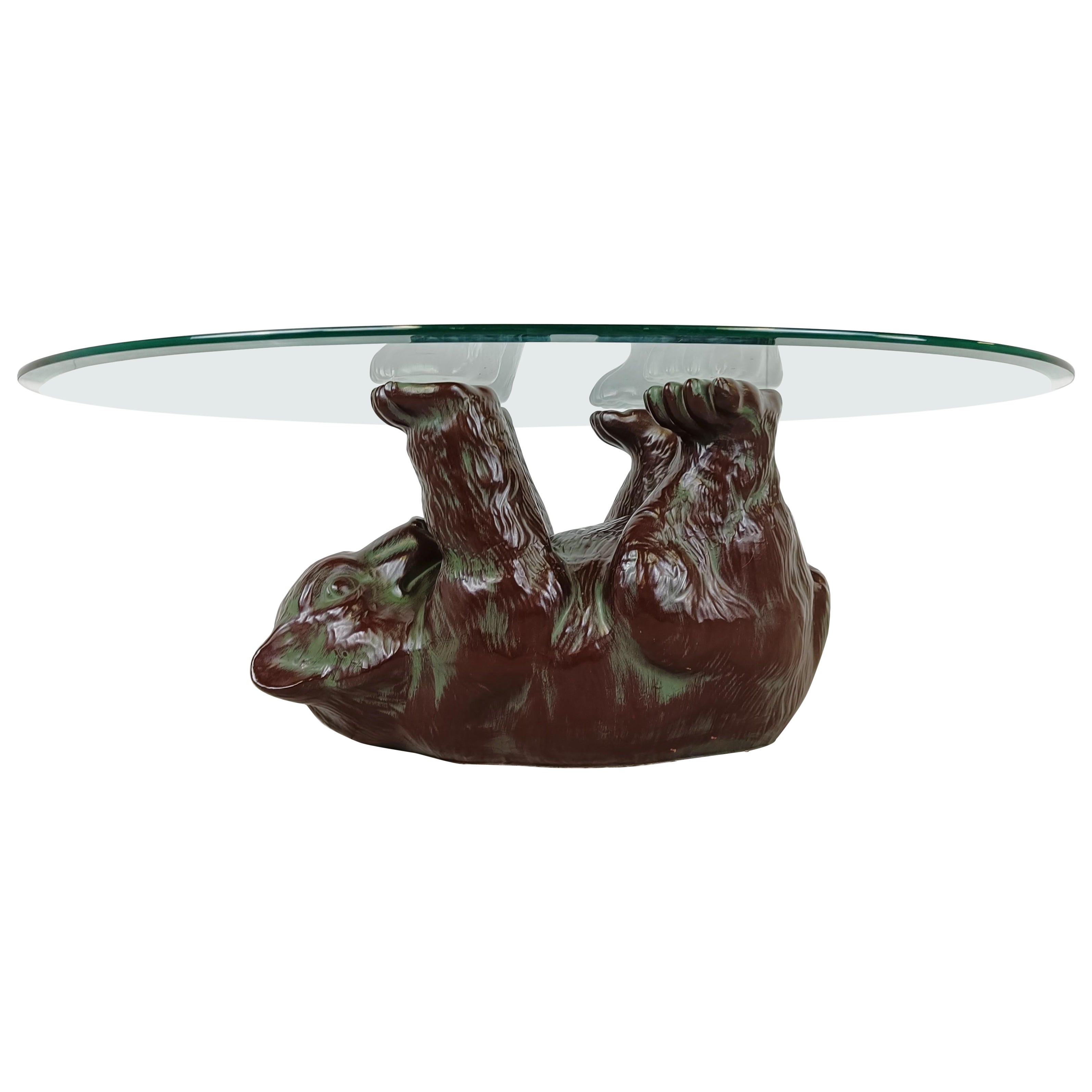 Unique Sculptural Black Bear Coffee Table, 1970s