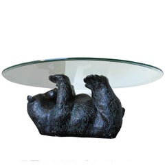 Unique Sculptural Black Bear Coffee Table, 1970s