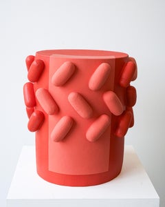 Unique Sculptural Ceramic Pill Table in Red by Austin Coudriet