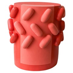 Unique Sculptural Ceramic Pill Table in Red by Austin Coudriet