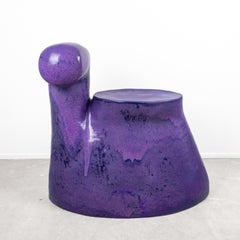 Unique Sculptural Ceramic Purple Chair by Austin Coudriet