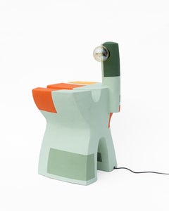 Unique Sculptural Ceramic Side Table with Lamp by Austin Coudriet