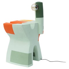 Unique Sculptural Ceramic Side Table with Lamp by Austin Coudriet