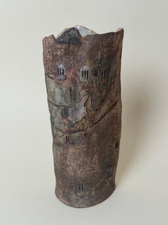 Unique Sculptural Ceramic Vase Inspired by Ancient Desert Architecture