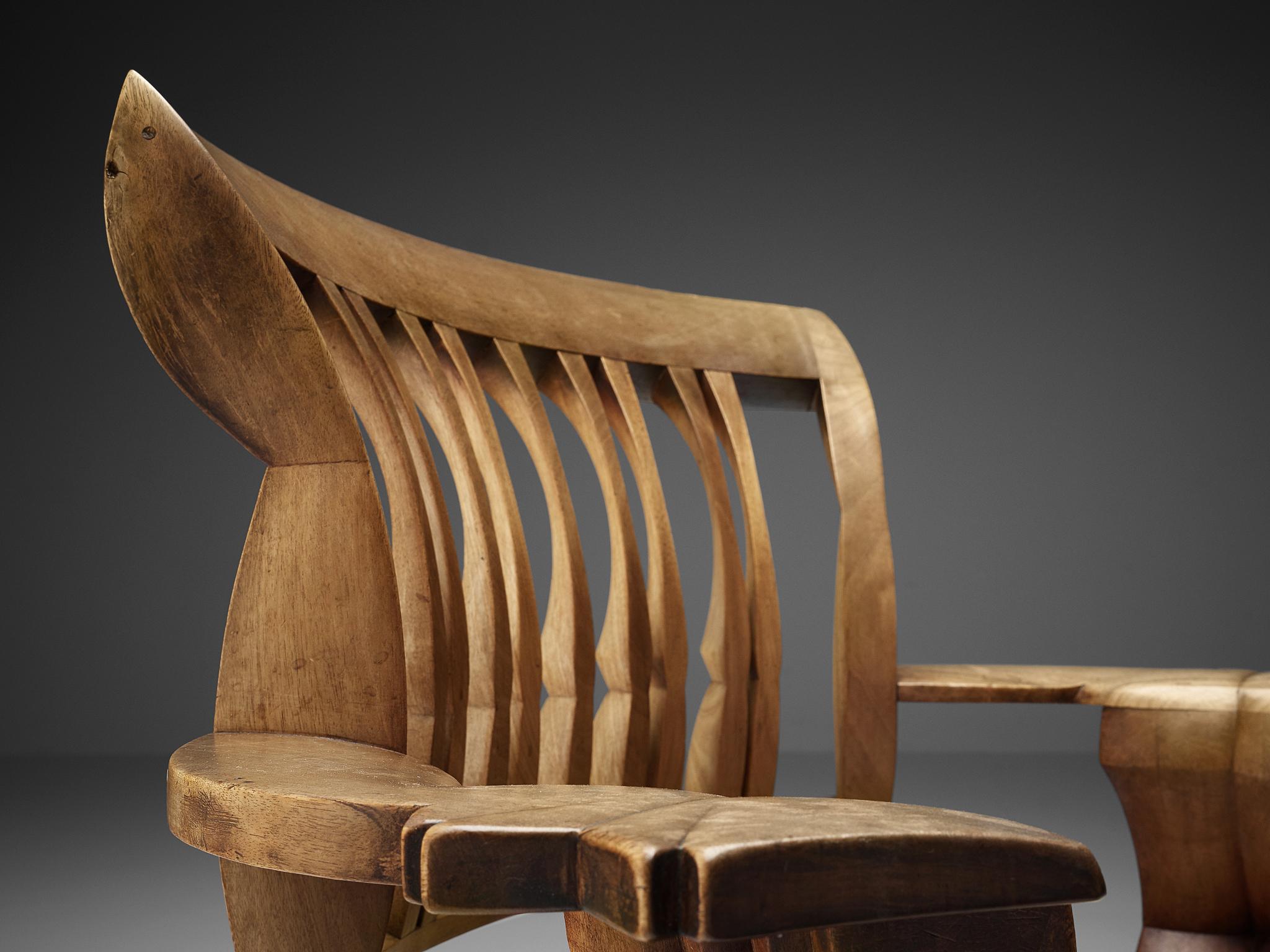 Unique Sculptural Dutch Armchair in Mahogany In Good Condition In Waalwijk, NL