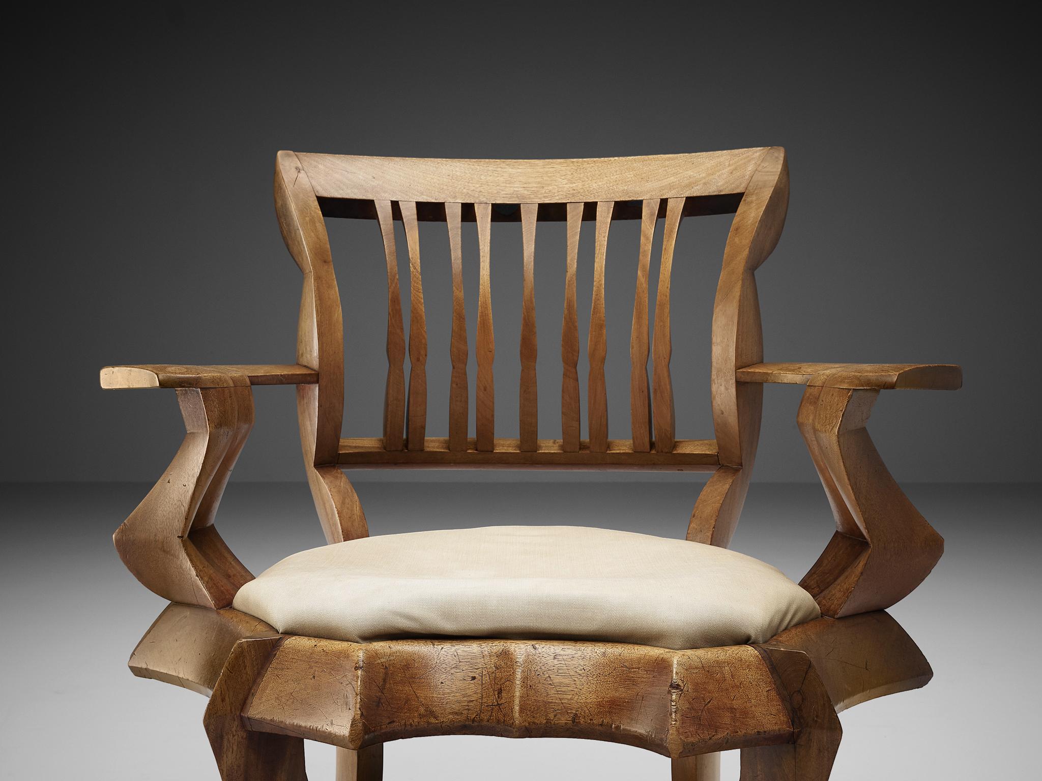 Unique Sculptural Dutch Armchair in Mahogany 1