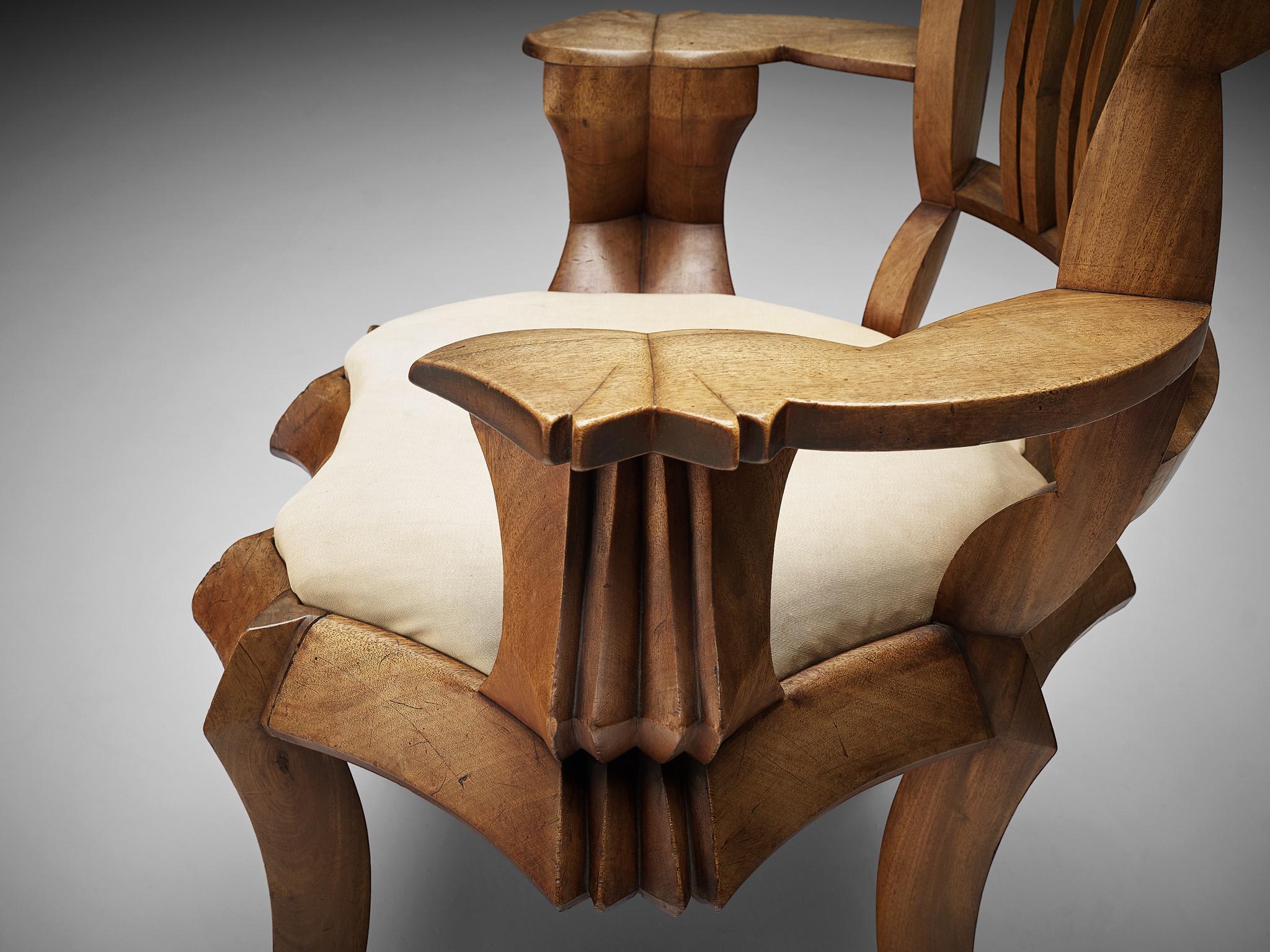 Unique Sculptural Dutch Armchair in Mahogany 2