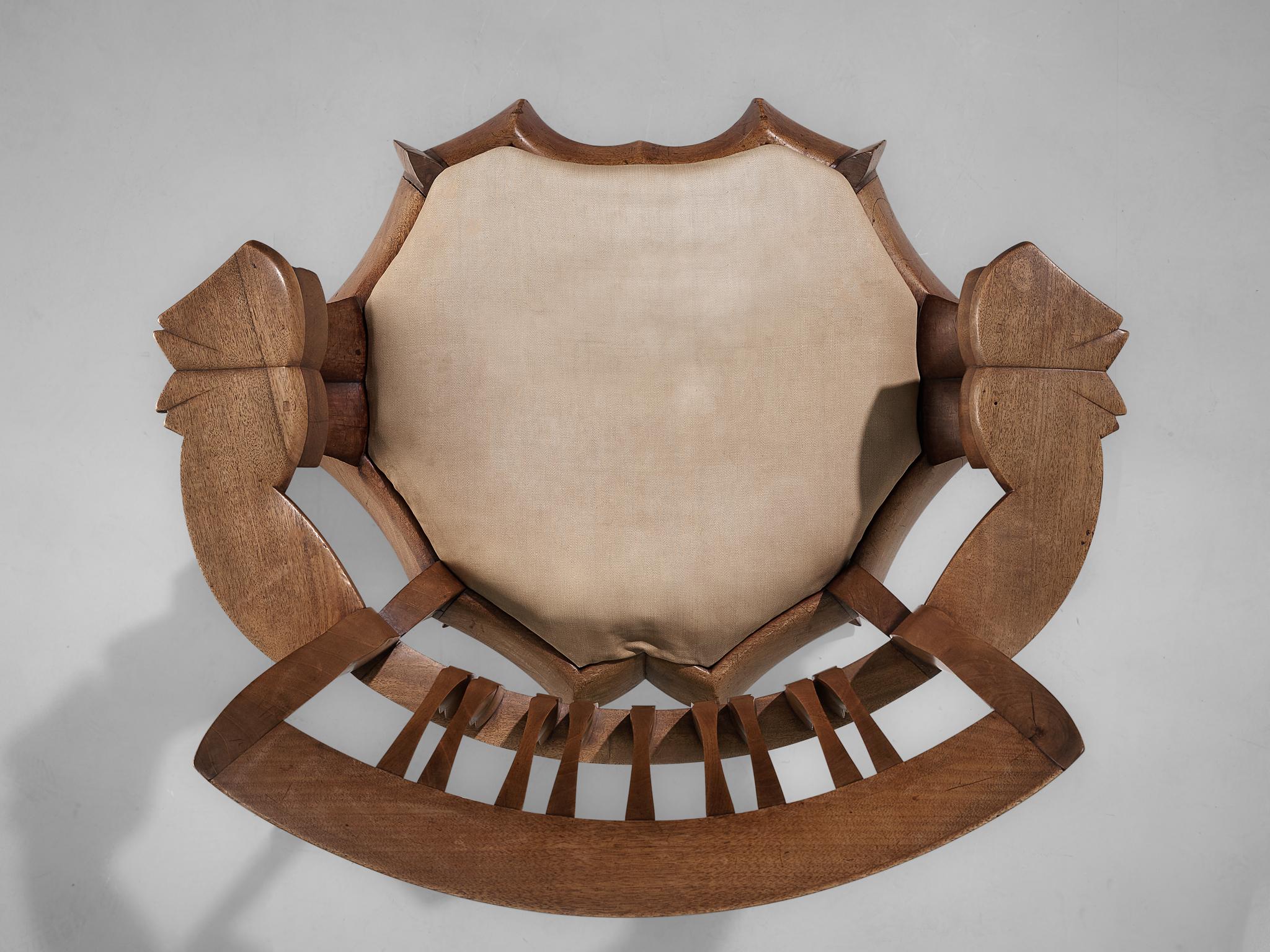 Unique Sculptural Dutch Armchair in Solid Mahogany  3