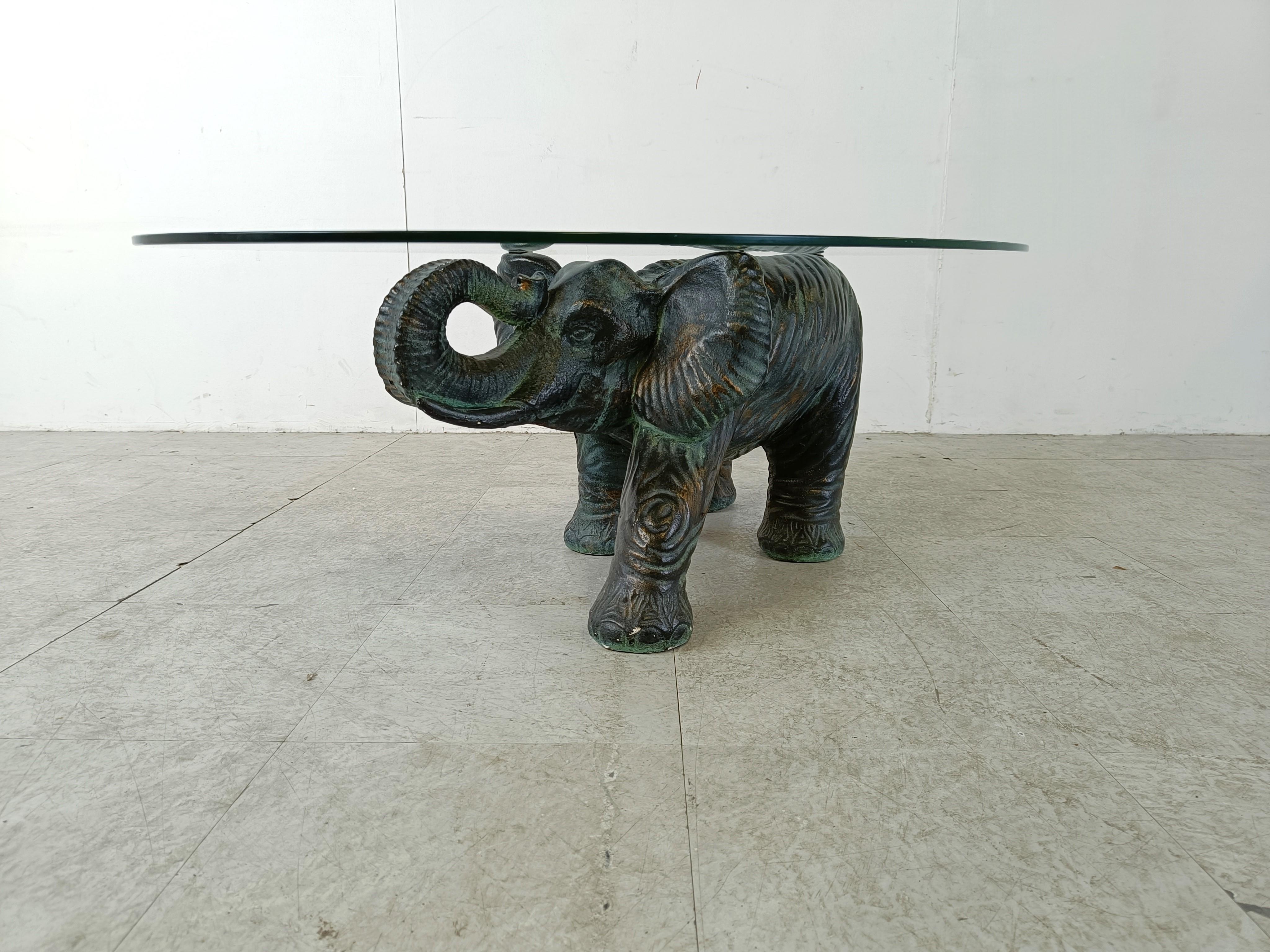Glass Unique Sculptural Elephant Coffee Table, 1970s For Sale