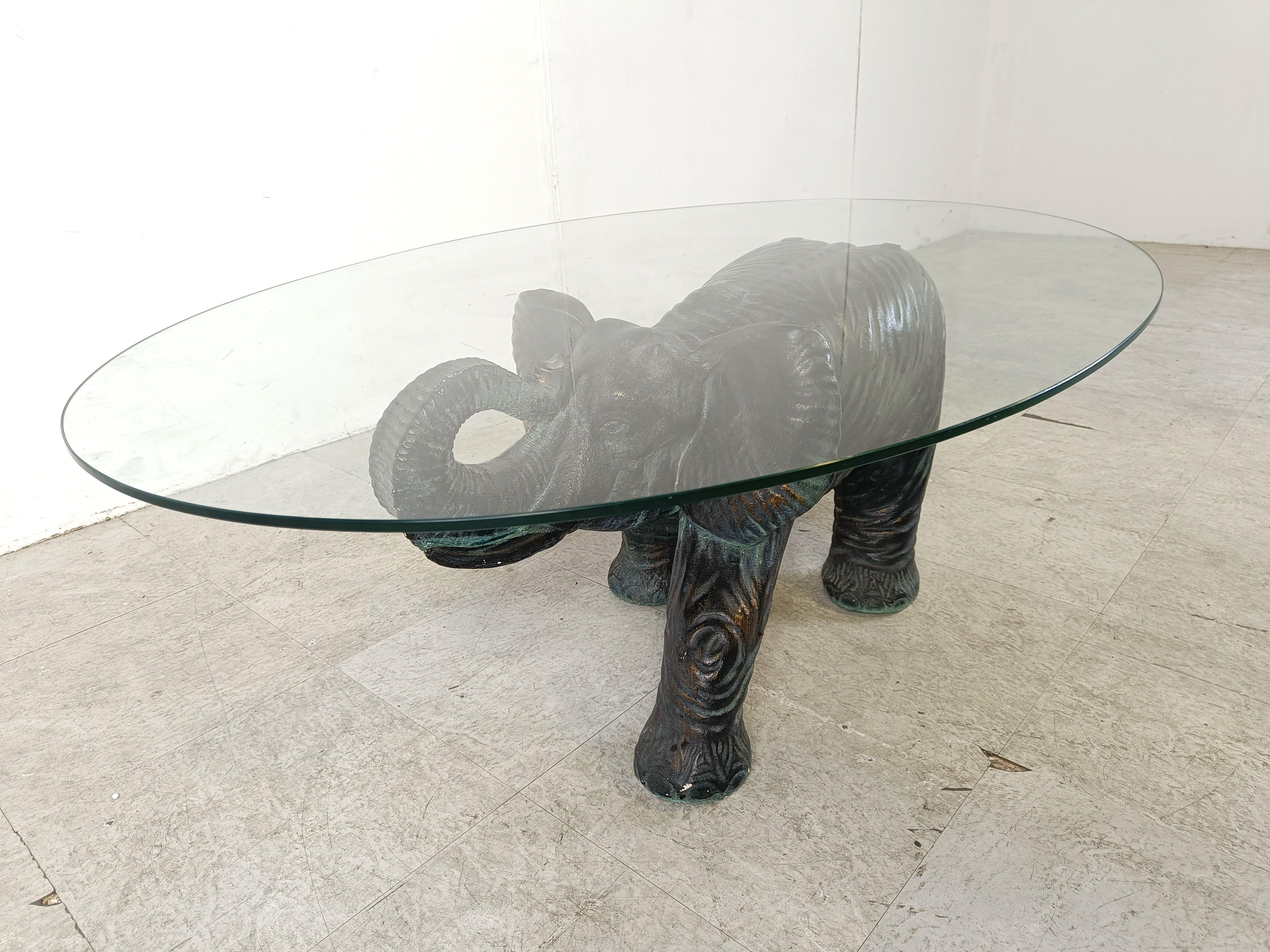 Hollywood Regency Unique Sculptural Elephant Coffee Table, 1970s For Sale