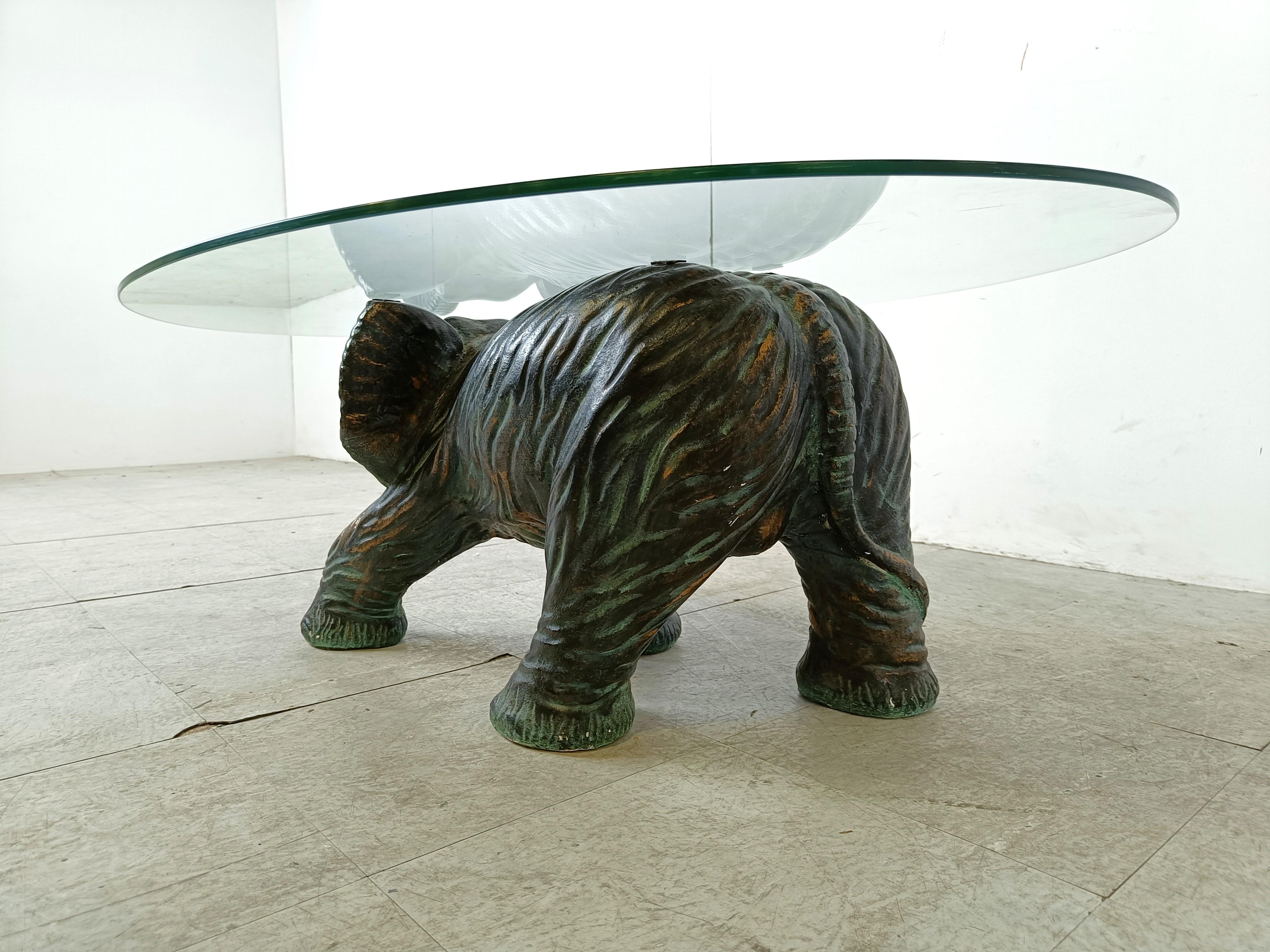 Unique Sculptural Elephant Coffee Table, 1970s In Good Condition For Sale In HEVERLEE, BE