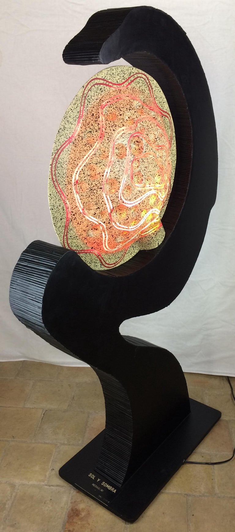 Sculptural Floor Lamp Ebonized Bamboo and Resin Shade Signed Medaglini