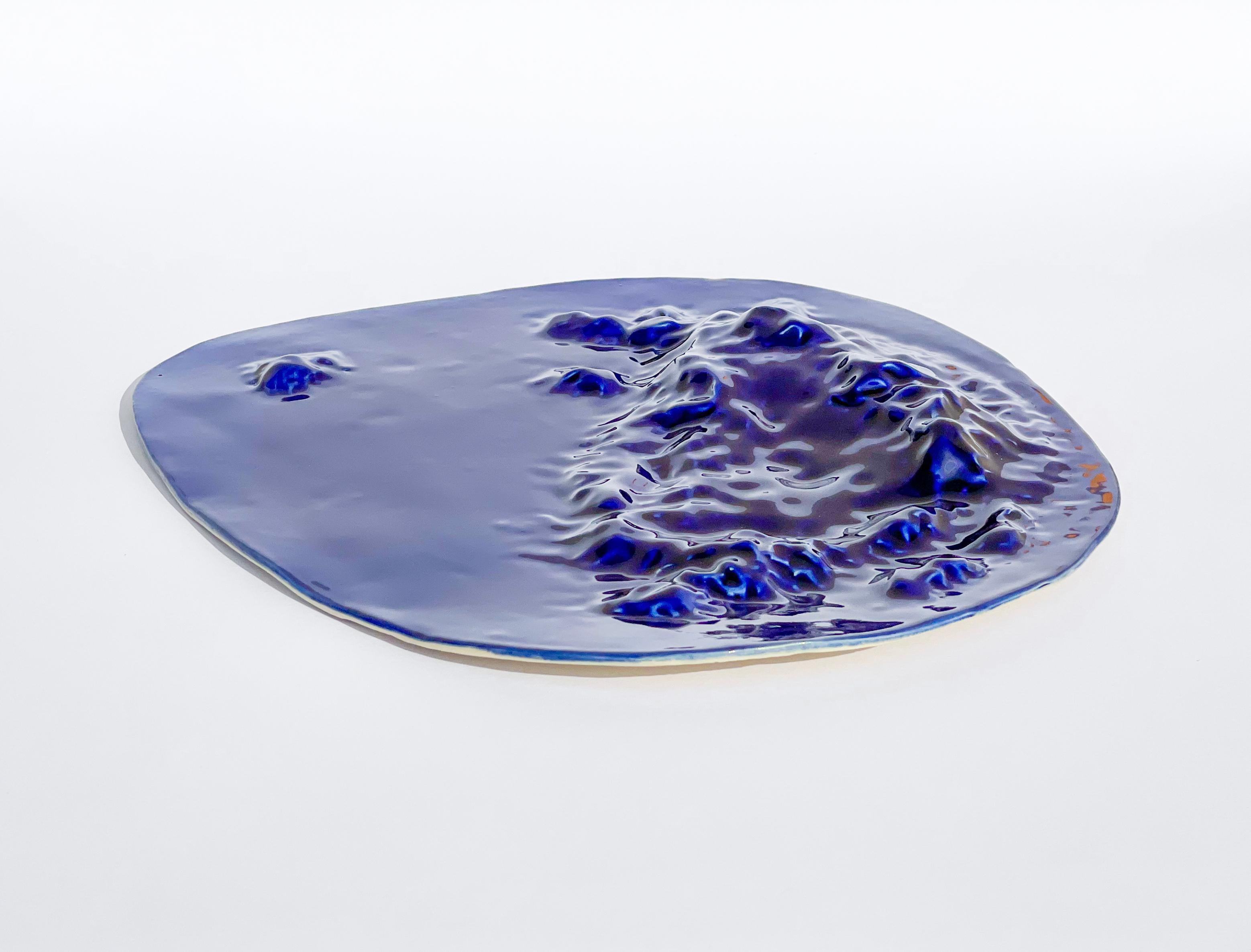 Unique Sculptural 'Gongshi' Plates N0.11 Objet d'Art Cobalt Blue In New Condition For Sale In London, GB