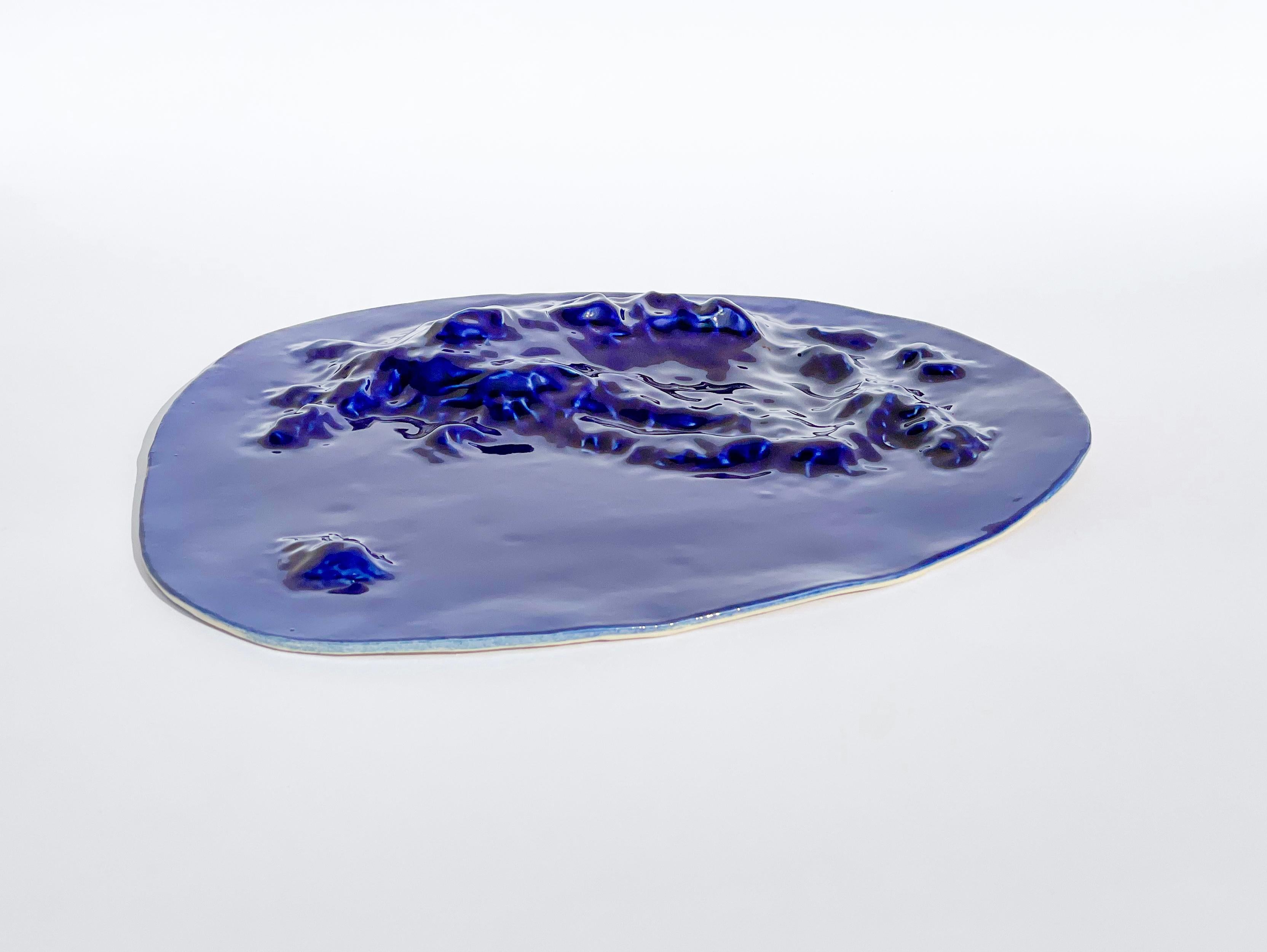 Contemporary Unique Sculptural 'Gongshi' Plates N0.11 Objet d'Art Cobalt Blue For Sale