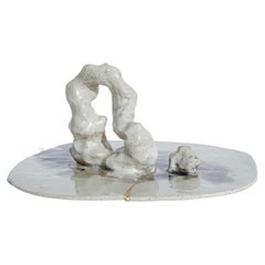 Einzigartige skulpturale „Gongshi“-Teller N0.13 Kunstobjekt-Aquarell Klarglasur
