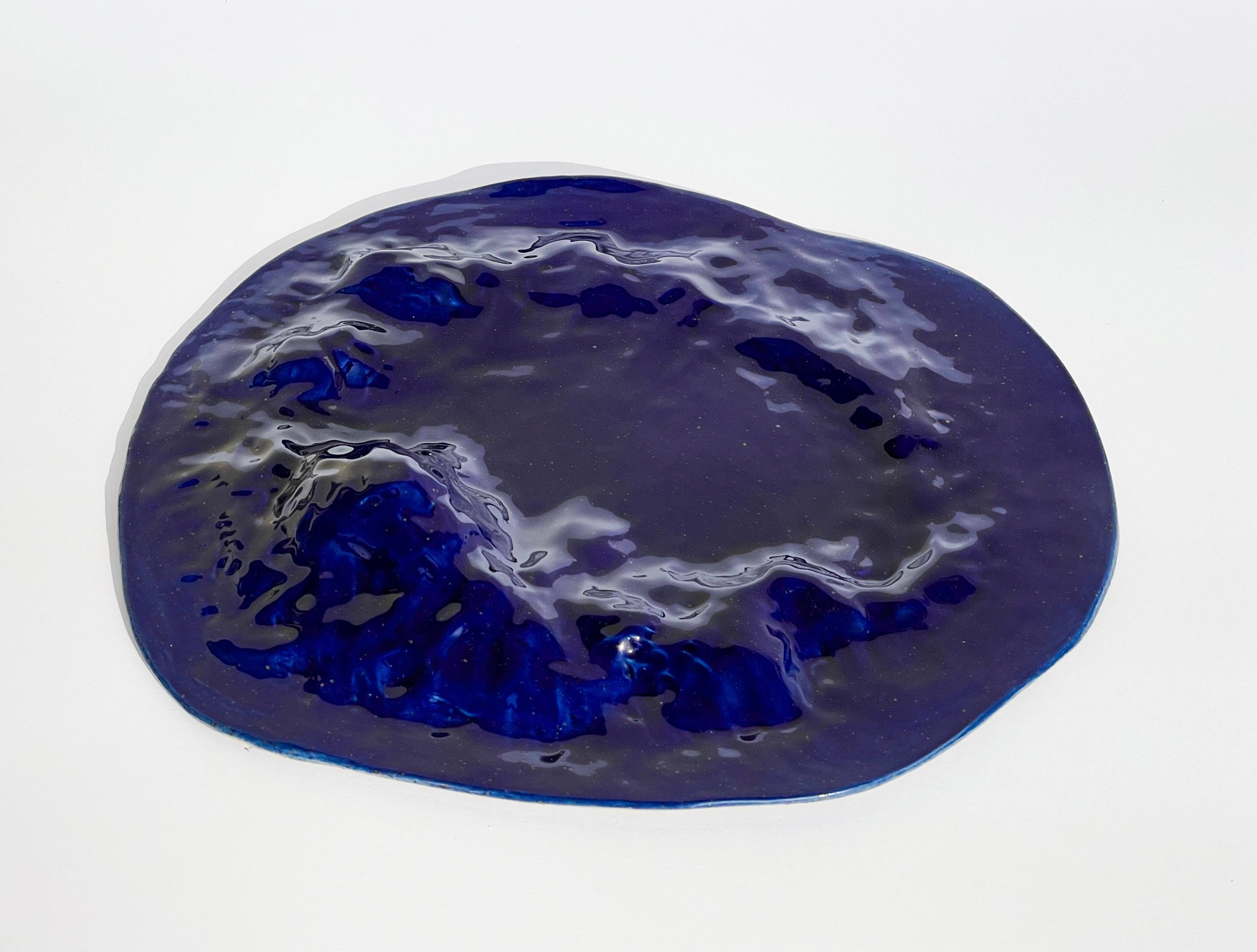 Italian Unique Sculptural 'Gongshi' Plates N0.14 Objet d'Art Cobalt Blue For Sale