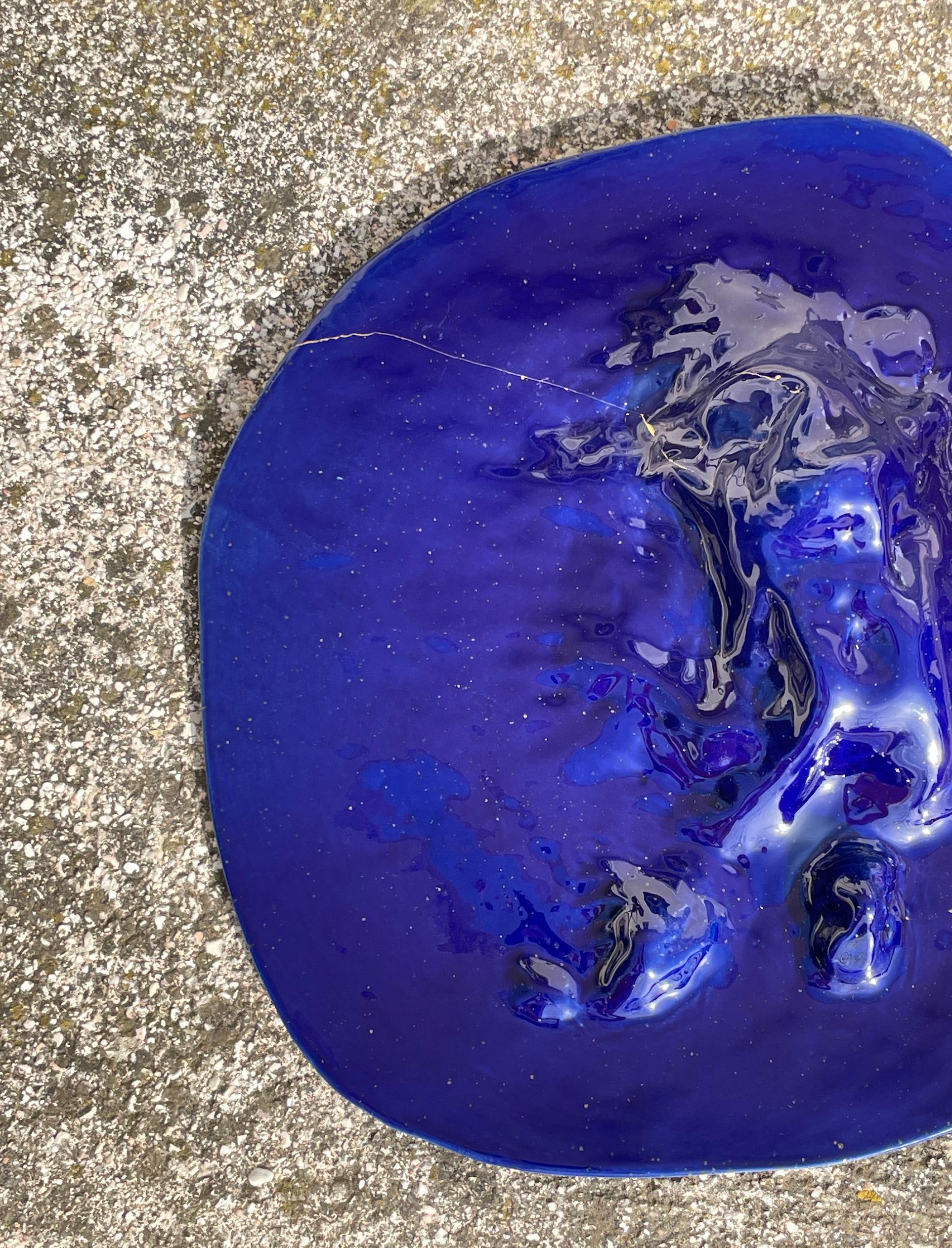 Italian Unique Sculptural 'Gongshi' Plates N0.15 Objet D'art Cobalt Blue For Sale