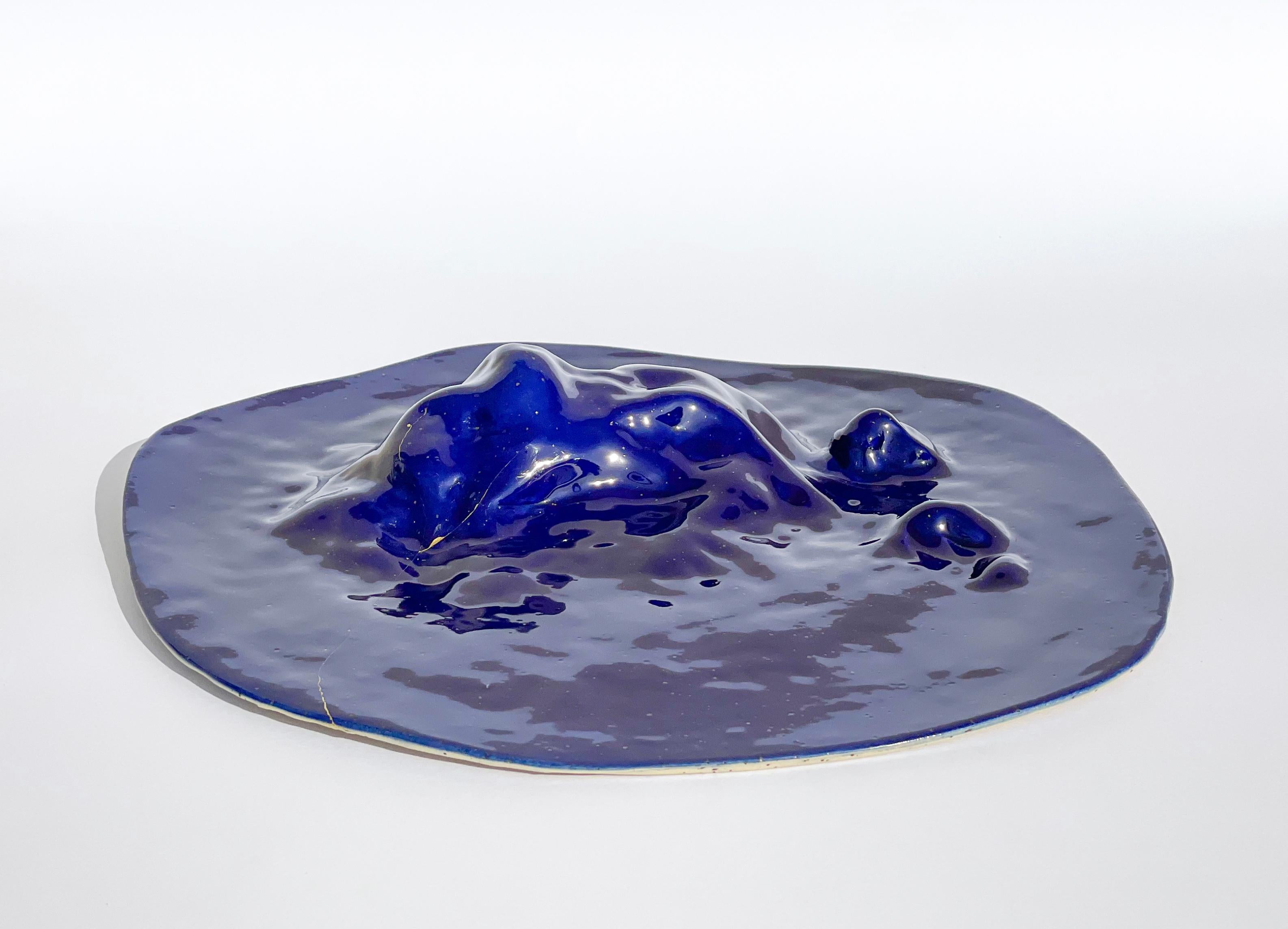 Unique Sculptural 'Gongshi' Plates N0.15 Objet D'art Cobalt Blue In New Condition For Sale In London, GB