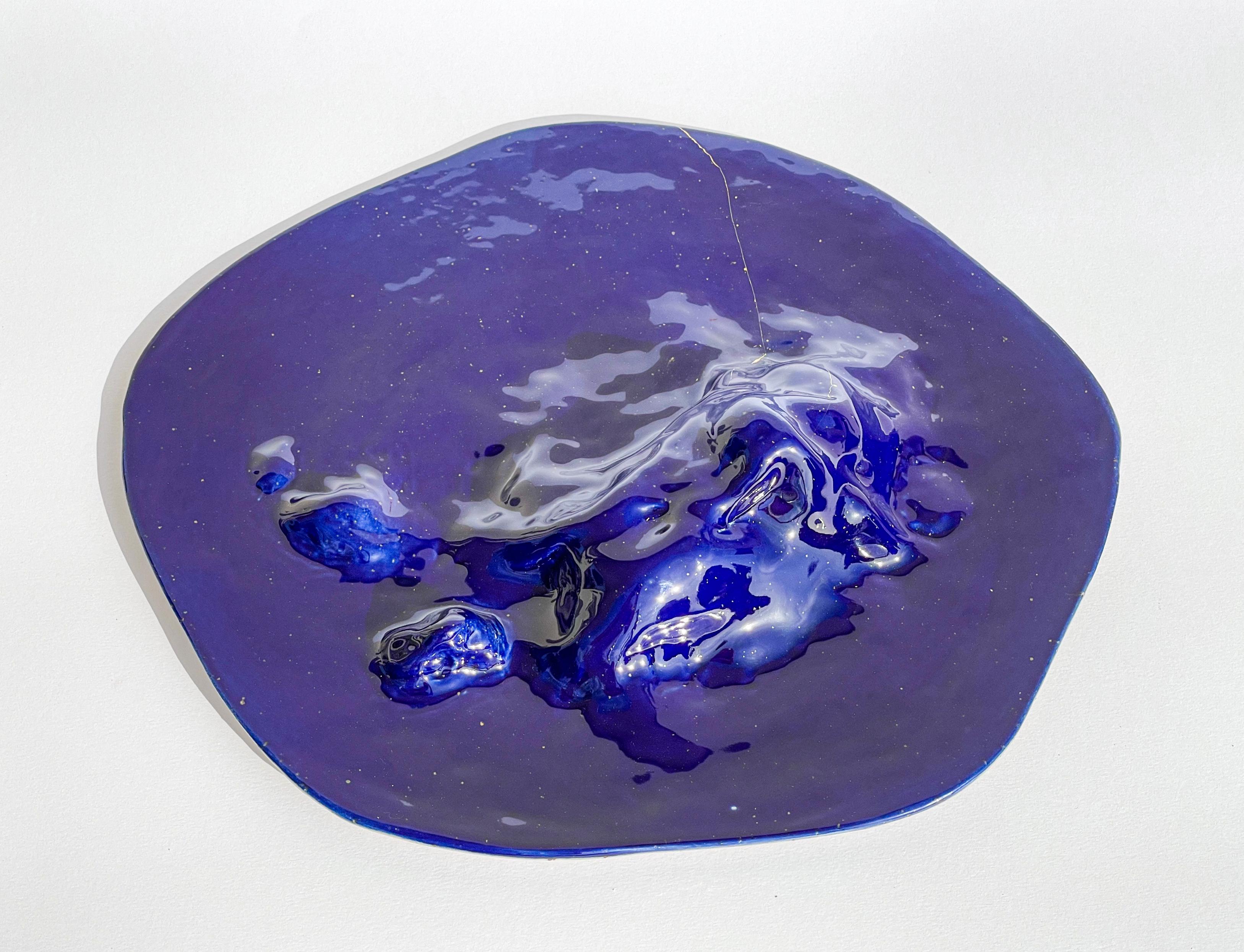 Unique Sculptural 'Gongshi' Plates N0.15 Objet D'art Cobalt Blue For Sale 1