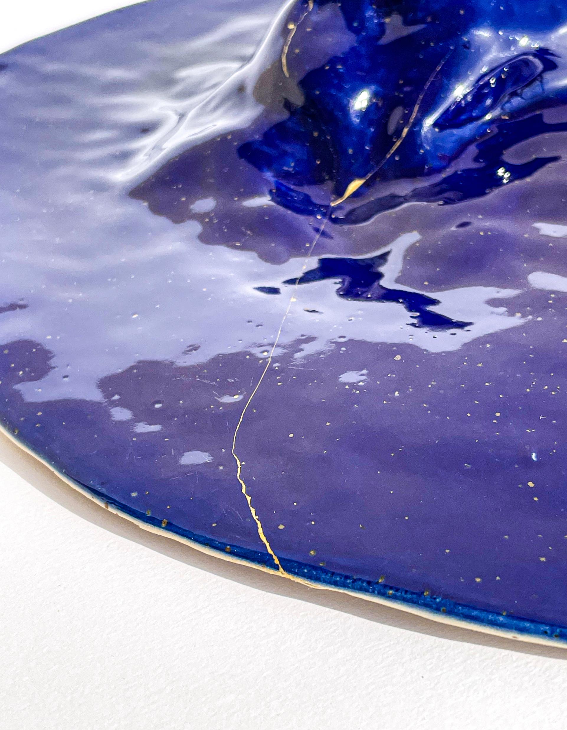 Unique Sculptural 'Gongshi' Plates N0.15 Objet D'art Cobalt Blue For Sale 2