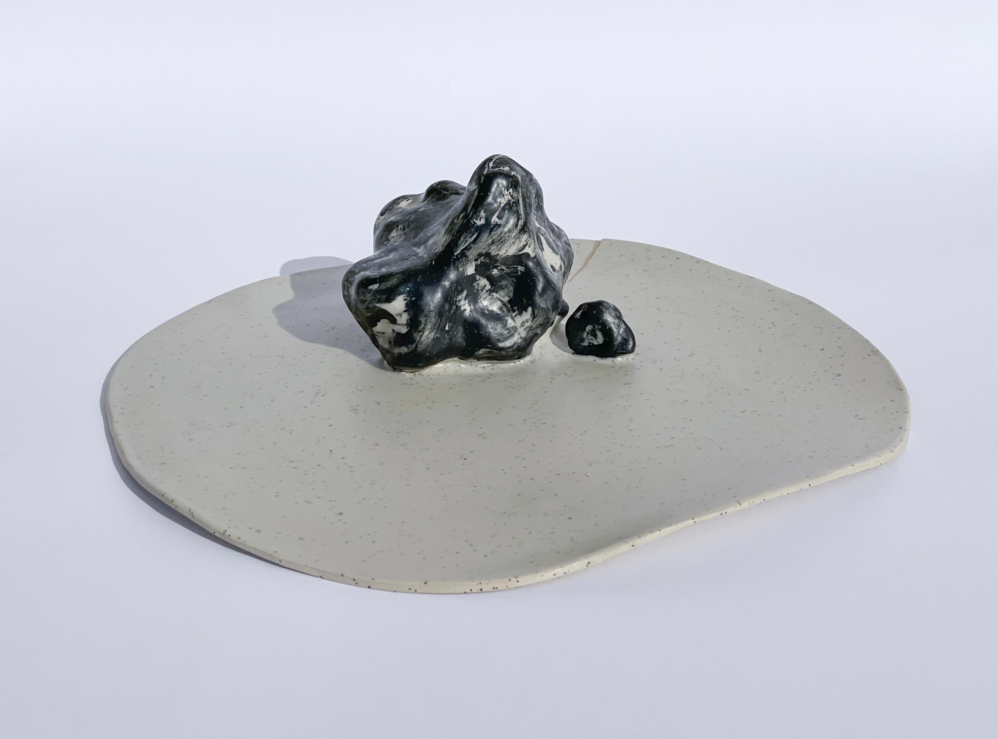 Glazed Unique Sculptural 'Gongshi' Plates N0.20 Objet d'Art Matt finish For Sale