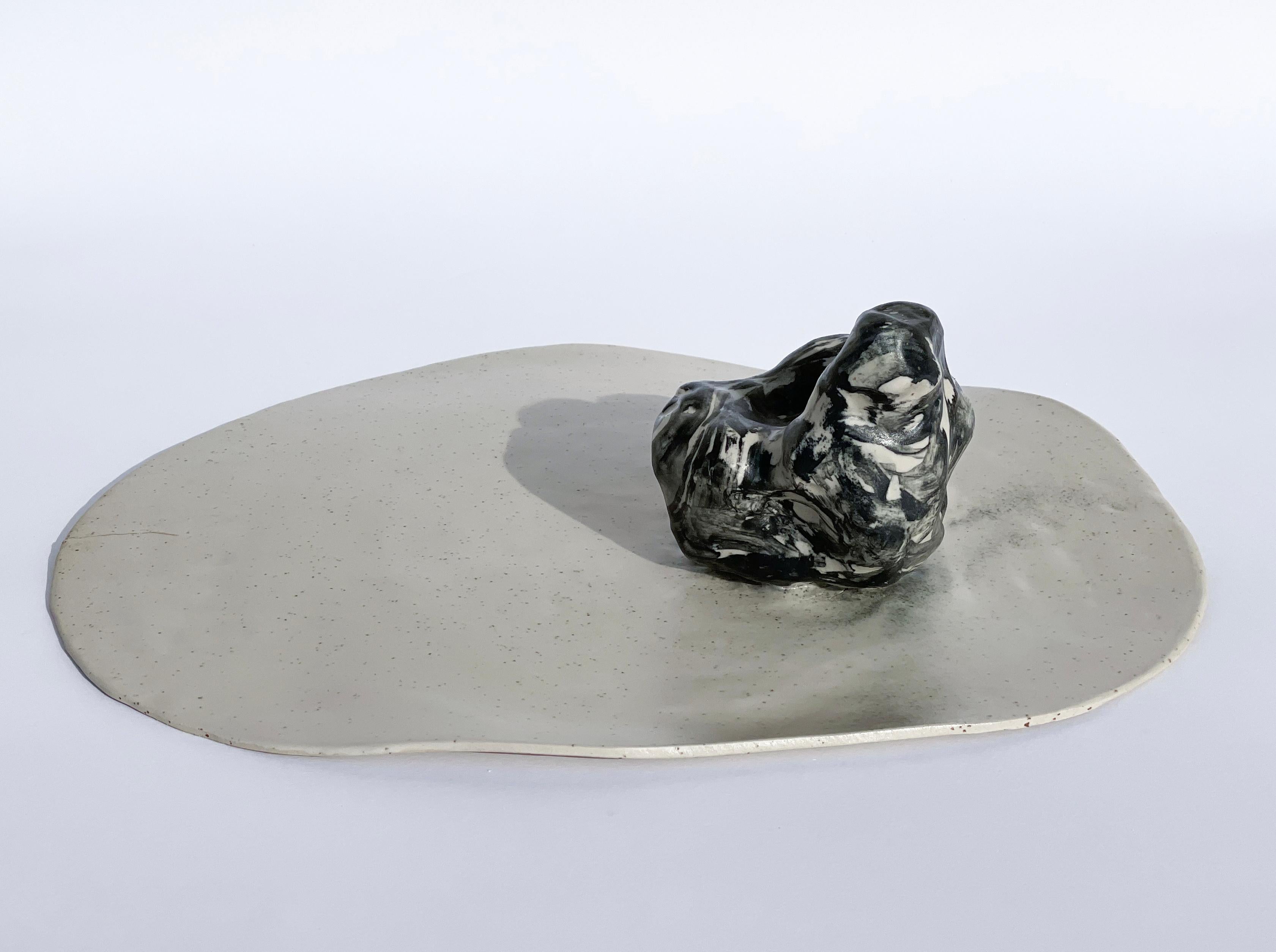 Glazed Unique Sculptural 'Gongshi' Plates N0.21 Objet D'art Matt Finish For Sale